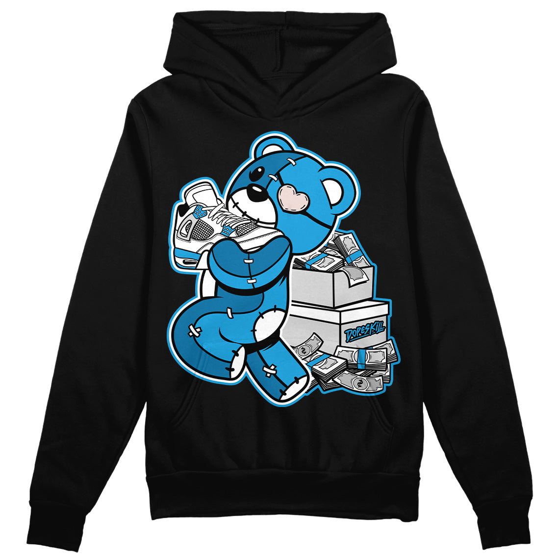 Military Blue 4s superstreetwear Hoodie Sweatshirt Bear Steals Sneaker Graphic