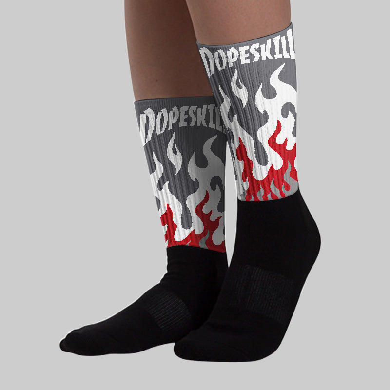 Cement Grey 3s superstreetwear Sublimated Socks FIRE Graphic