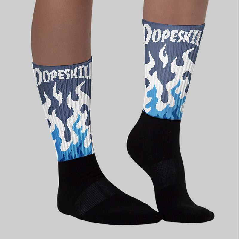 Diffused Blue 11s superstreetwear Sublimated Socks FIRE Graphic