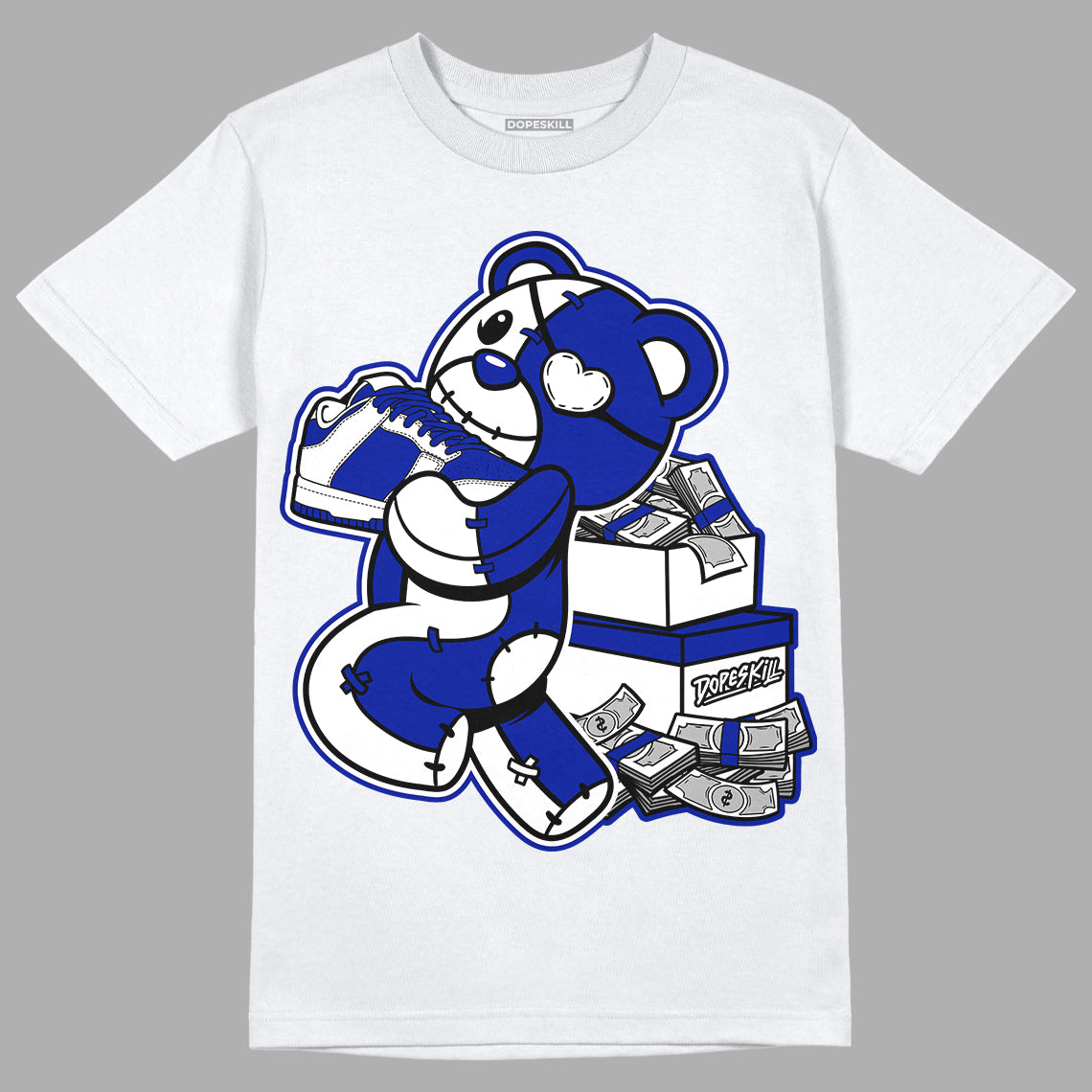 Racer Blue White Dunk Low superstreetwear T-Shirt Bear Steals Sneaker Graphic
