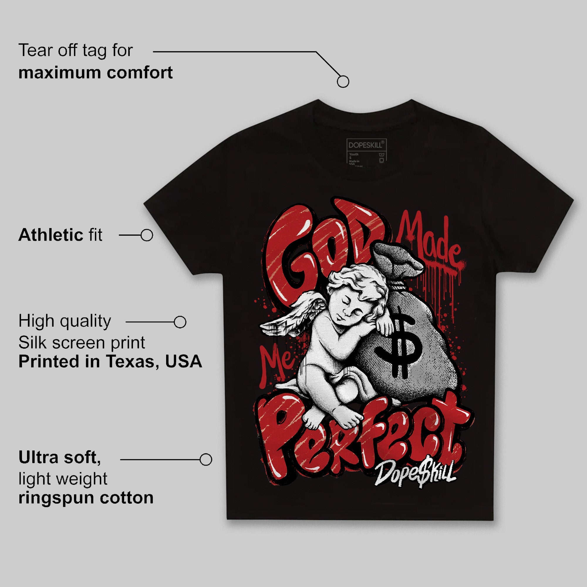 Flu Game 12s superstreetwear Toddler Kids T-shirt God Made Me Perfect Graphic