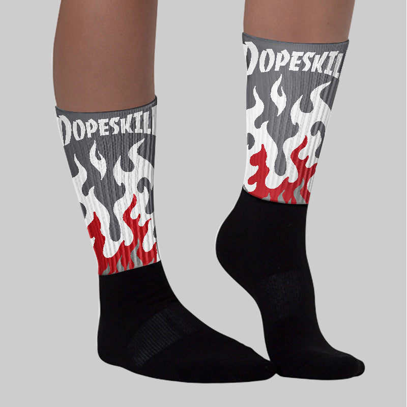 Cement Grey 3s superstreetwear Sublimated Socks FIRE Graphic