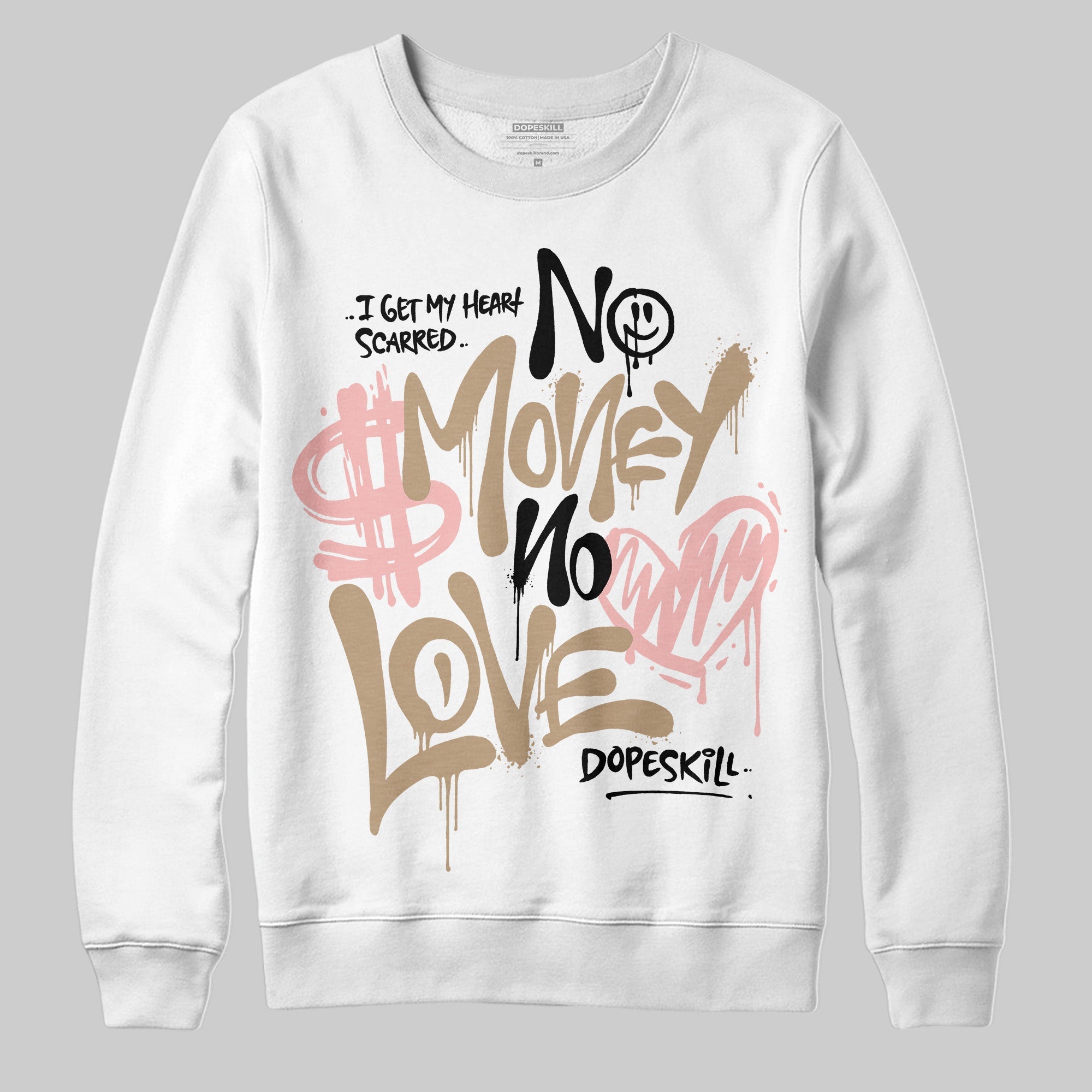 AIR FORCE 1 LINEN superstreetwear Sweatshirt No Money No Love Typo Graphic