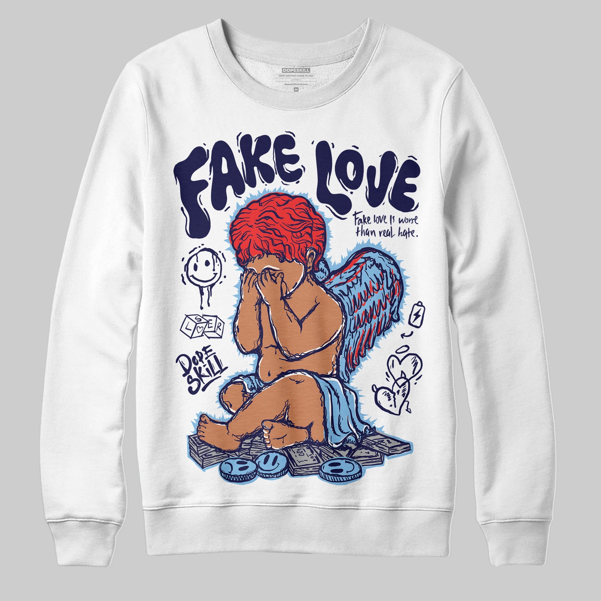 University Blue Collection superstreetwear Sweatshirt False Love Graphic