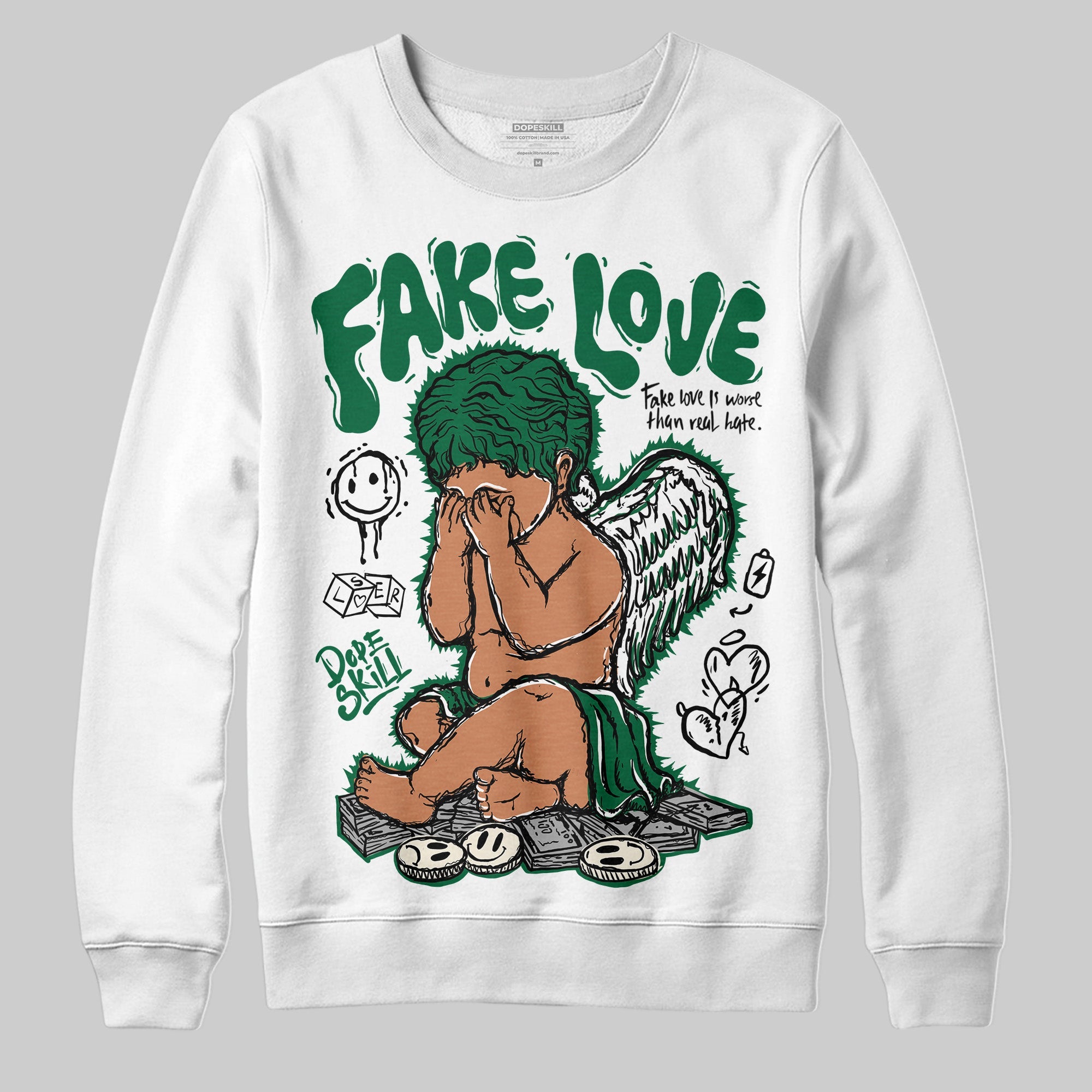 Pine Green 13s superstreetwear Sweatshirt False Love Graphic