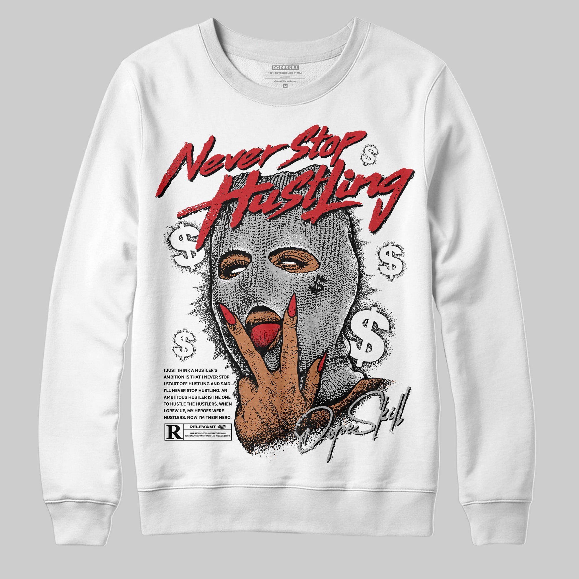Black Cement 3s superstreetwear Sweatshirt Never Stop Hustling Graphic