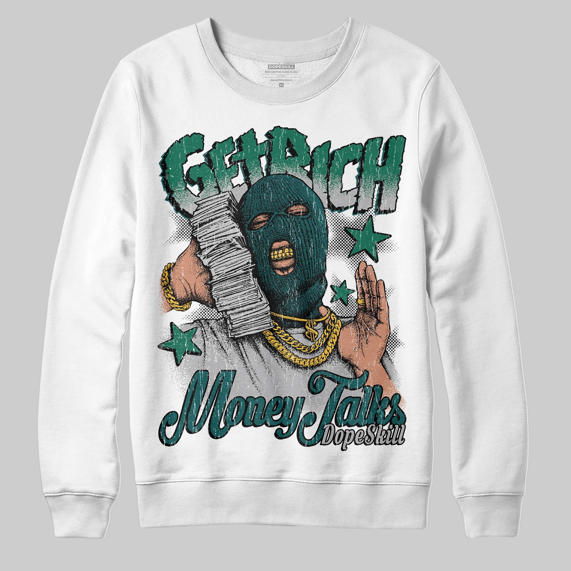 Gel 1130 White Dark Neptune superstreetwear Sweatshirt Get Rich Graphic