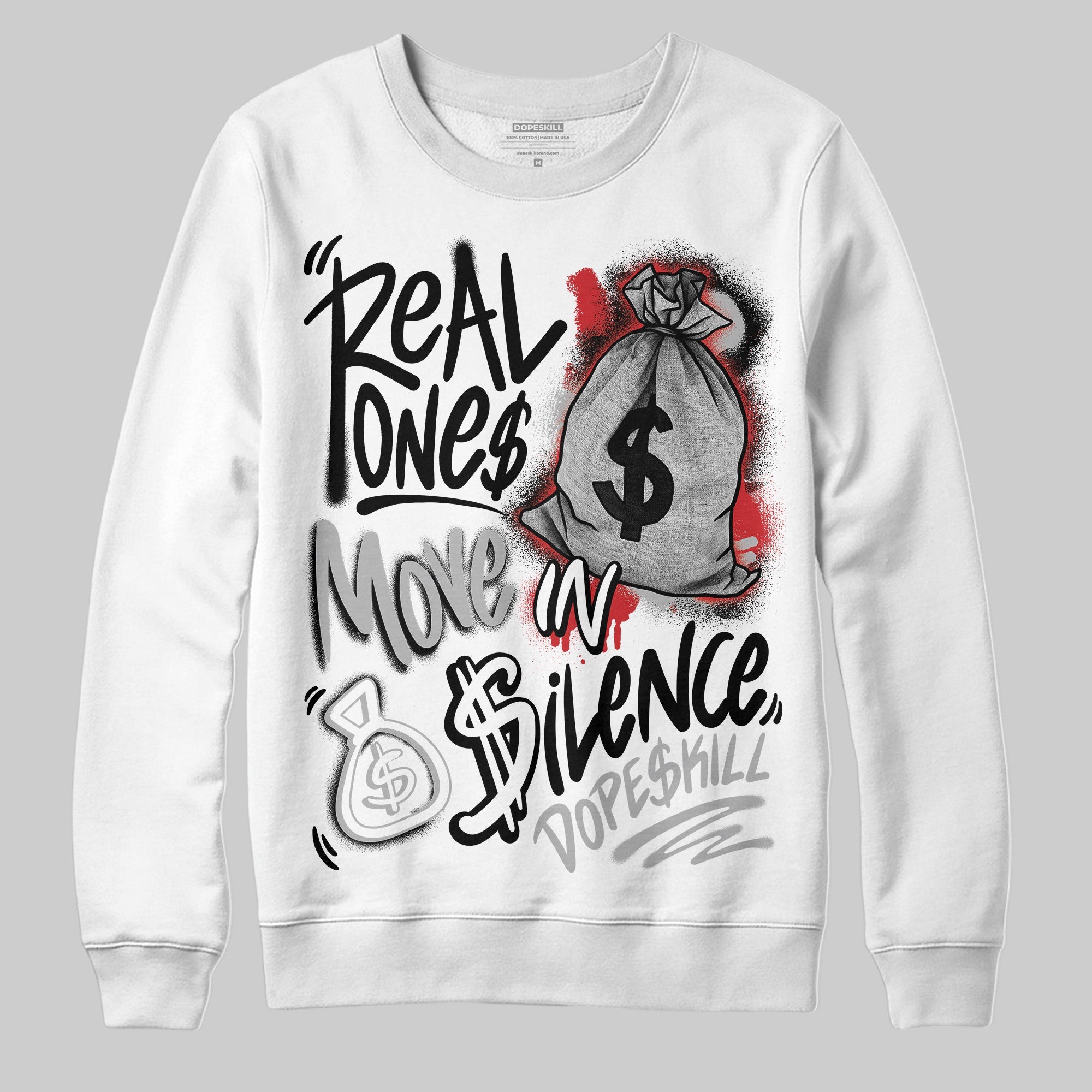 Black Cement 3s superstreetwear Sweatshirt Real Ones Move In Silence Graphic