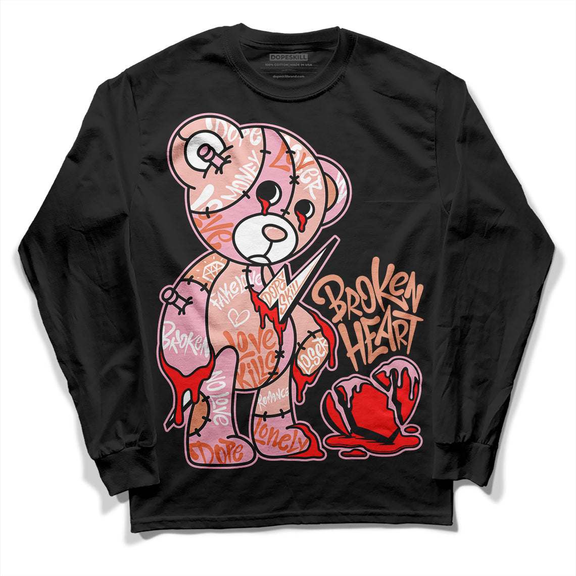 Legend Pink 11s superstreetwear Long Sleeve T-Shirt Broken Heart Graphic