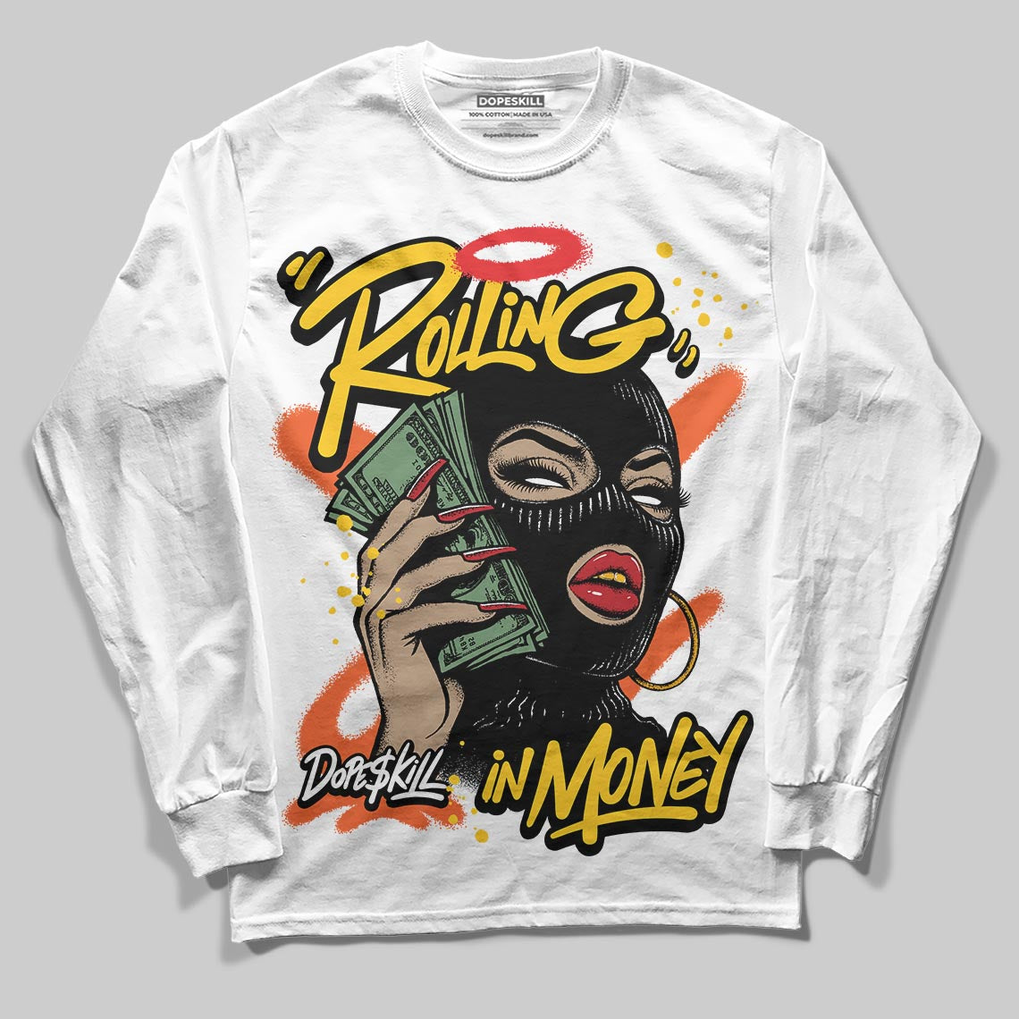 Yellow Collection superstreetwear Long Sleeve T-Shirt Rolling in Money Graphic