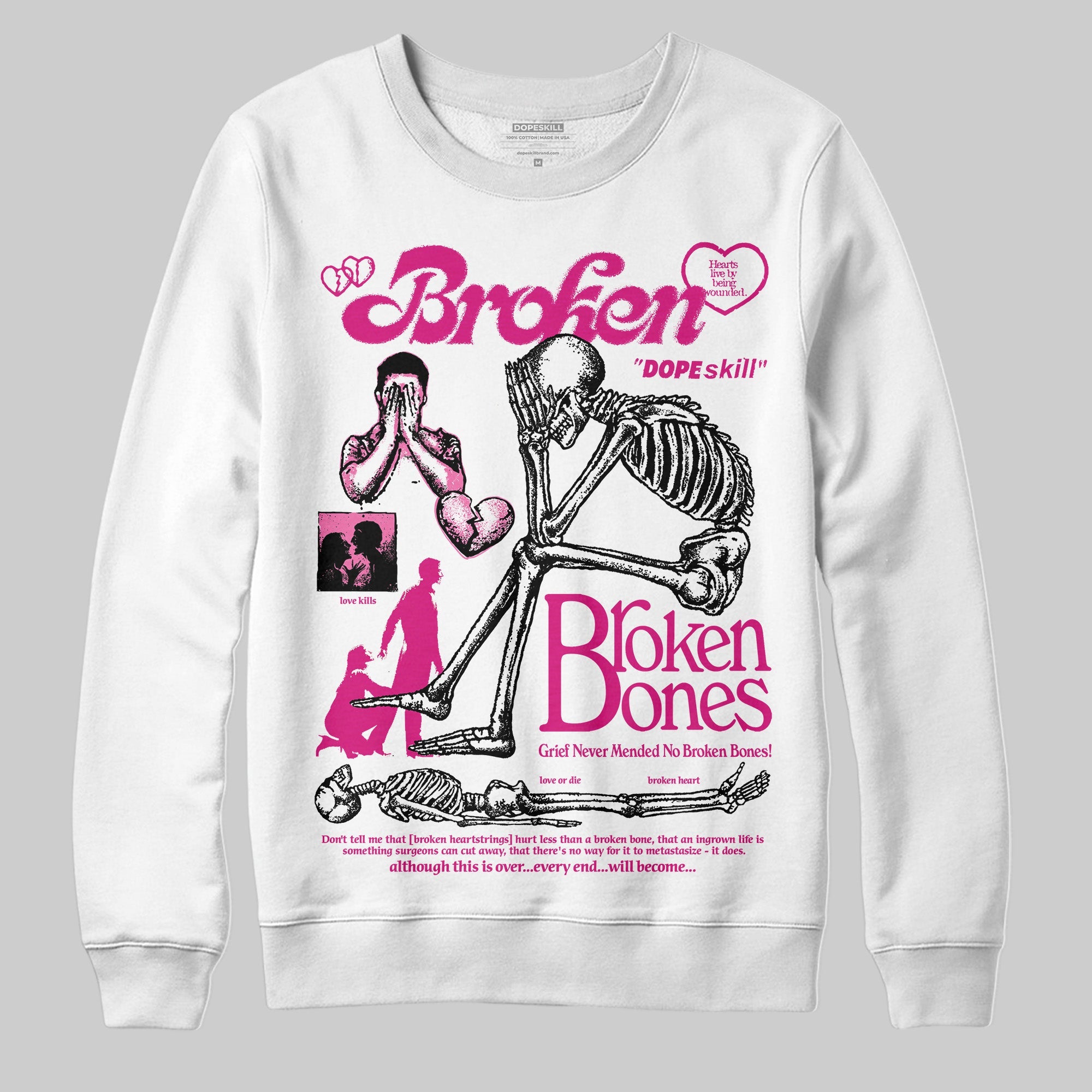 Rick RO Pink Leather Sneakers superstreetwear Sweatshirt Broken Bones Graphic