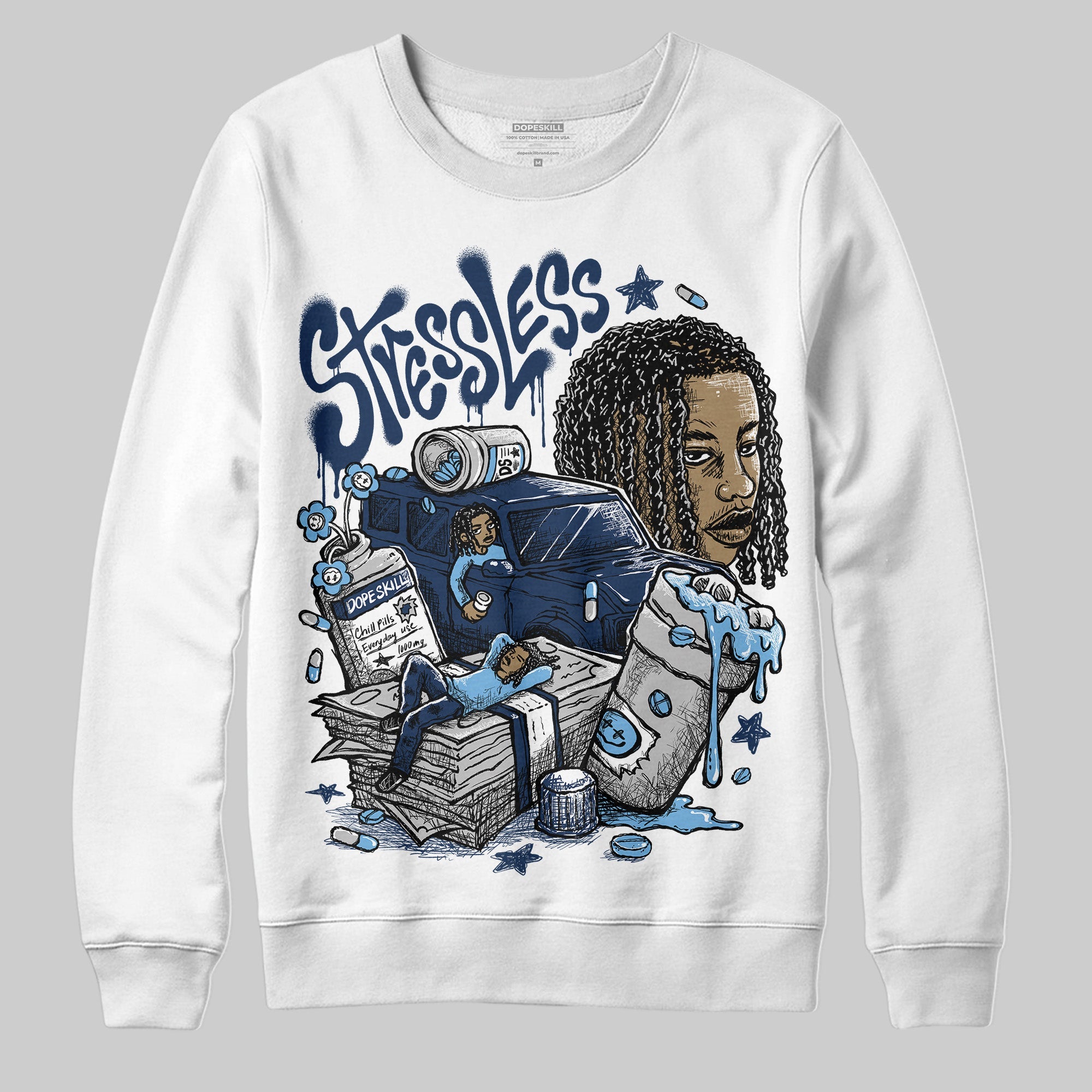 Summit White Navy 4s superstreetwear Sweatshirt Stressless Graphic