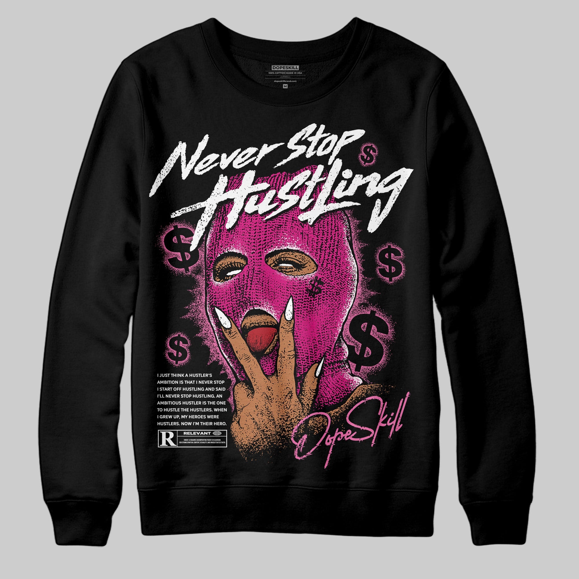 Rick RO Pink Leather Sneakers superstreetwear Sweatshirt Never Stop Hustling Graphic