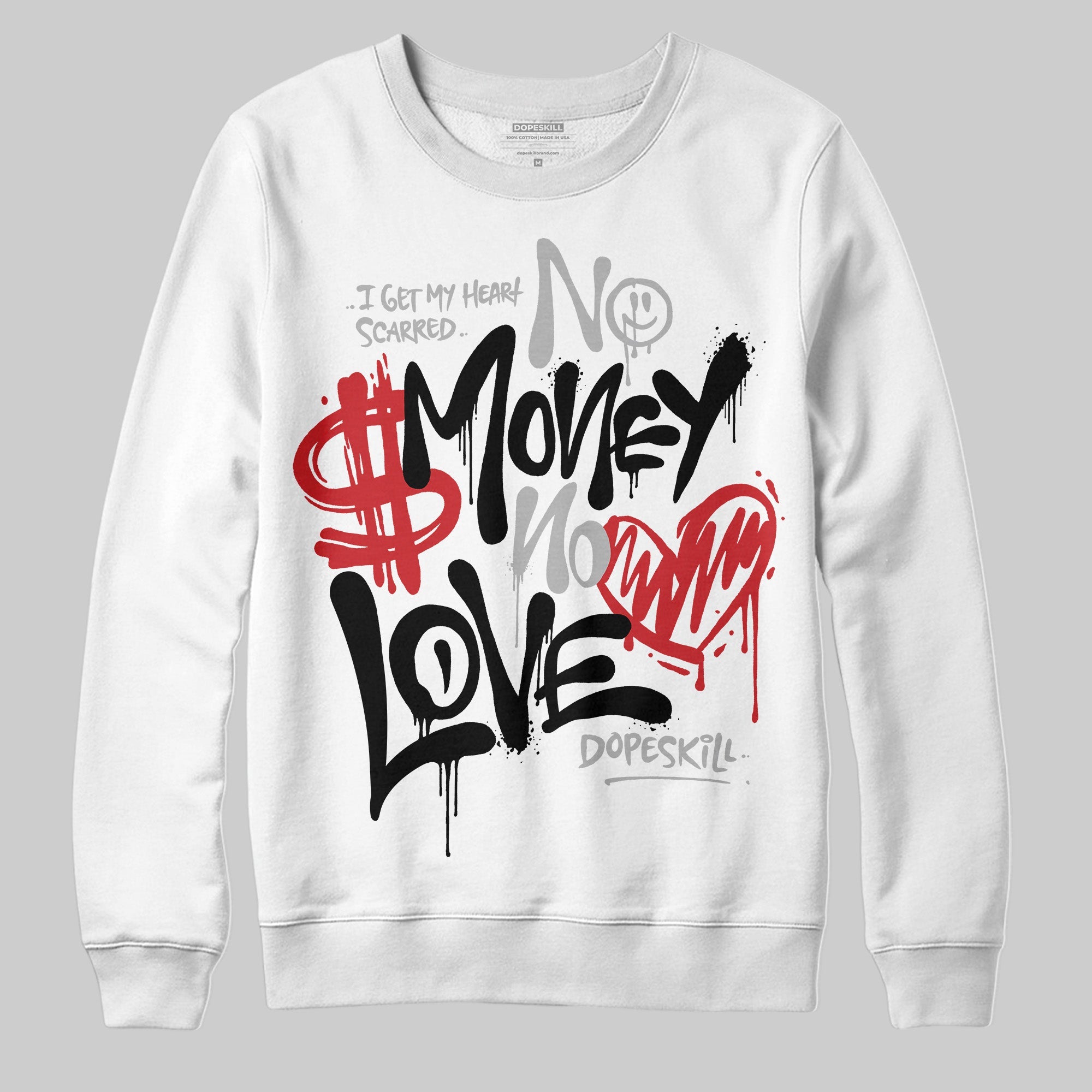 Black Cement 3s superstreetwear Sweatshirt No Money No Love Typo Graphic