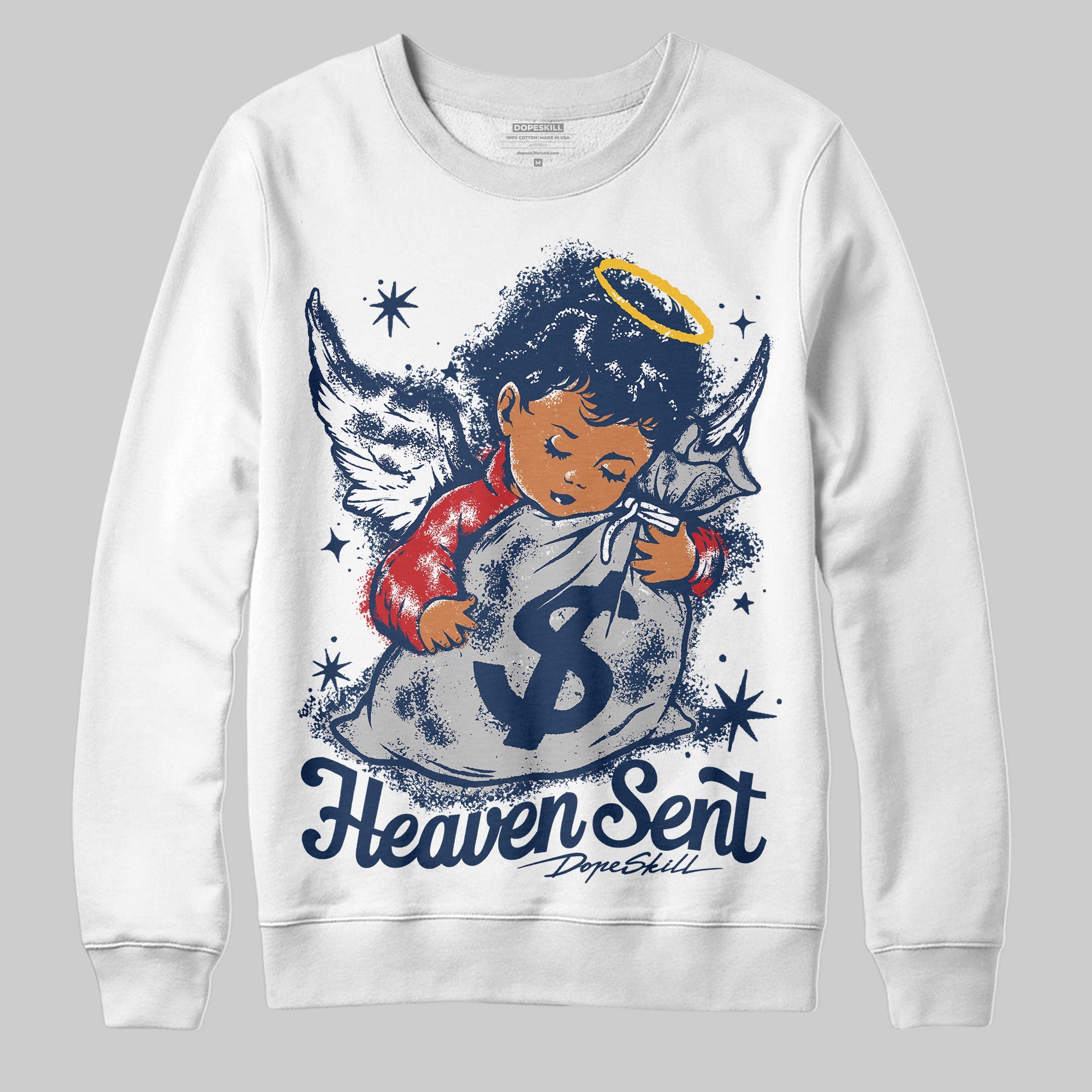 Summit White Navy 4s superstreetwear Sweatshirt Heaven Sent Graphic
