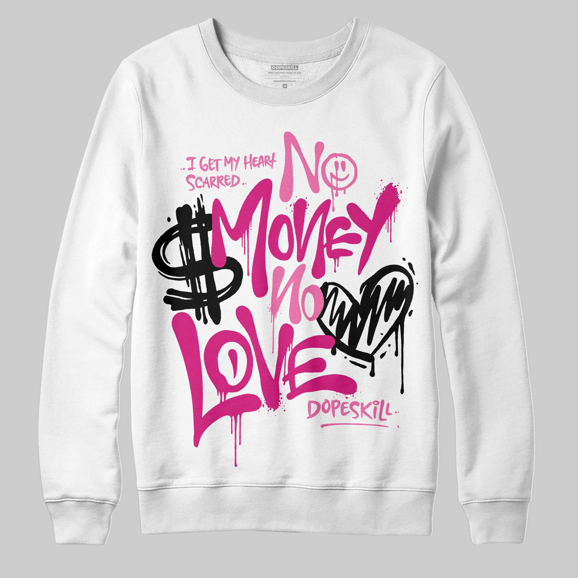 Rick RO Pink Leather Sneakers superstreetwear Sweatshirt No Money No Love Typo Graphic