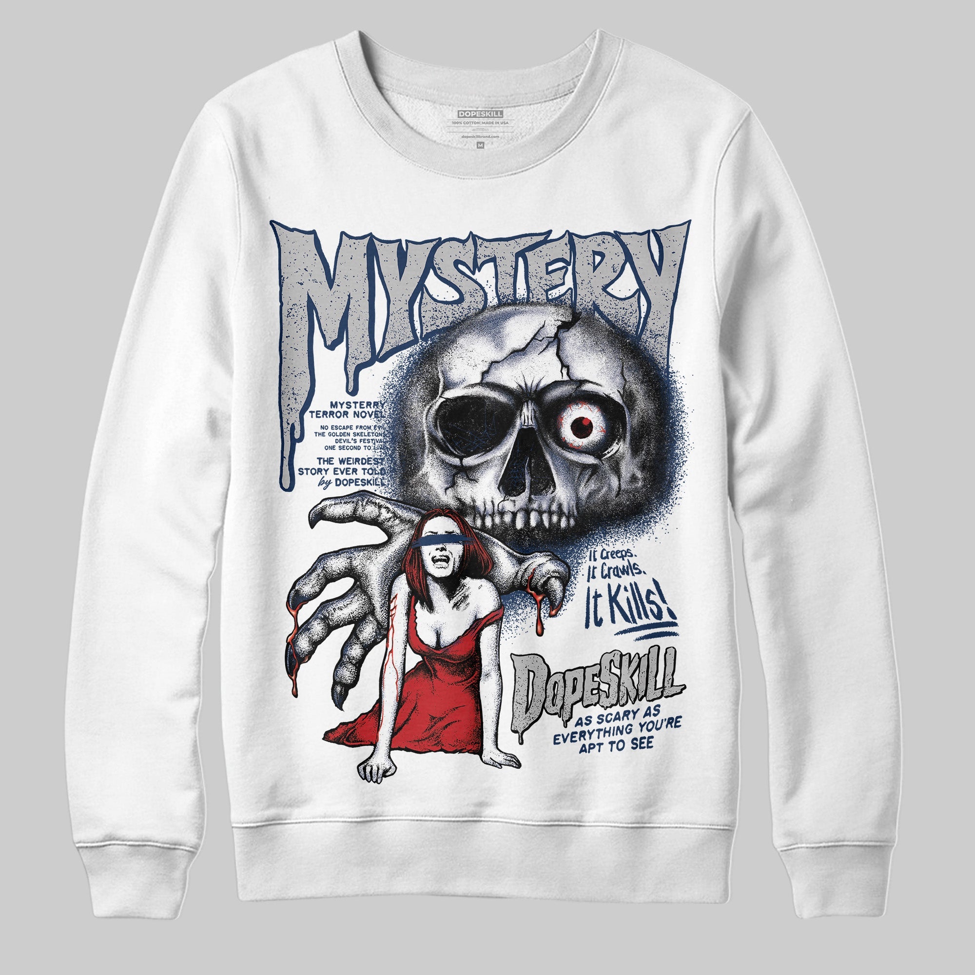 Summit White Navy 4s superstreetwear Sweatshirt Mystery Ghostly Grasp Graphic