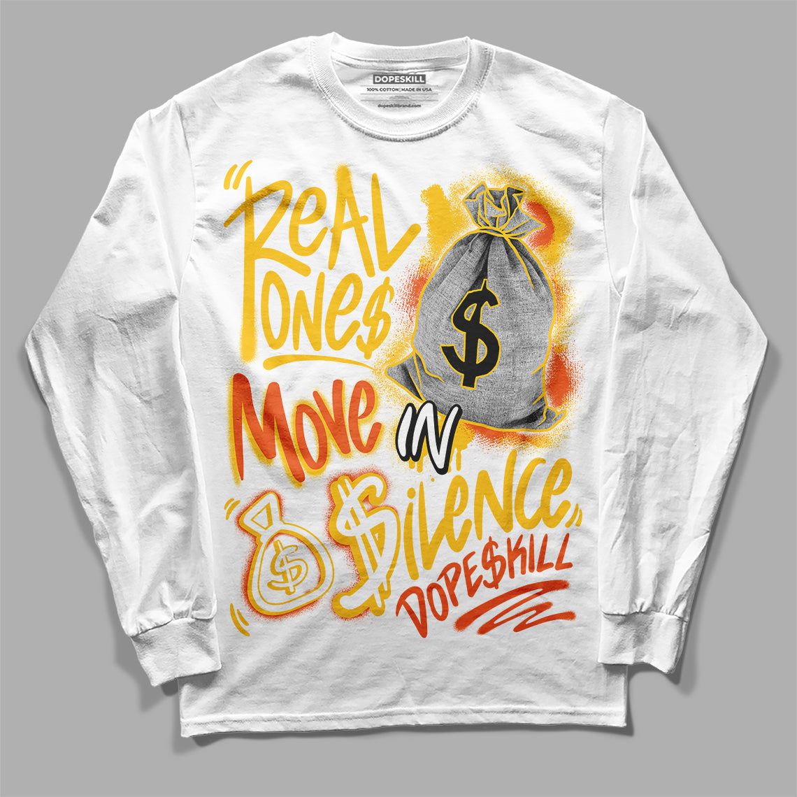 Yellow Collection superstreetwear Long Sleeve T-Shirt Real Ones Move In Silence Graphic