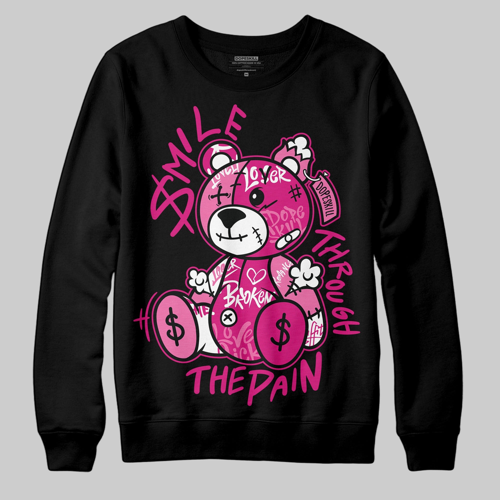 Rick RO Pink Leather Sneakers superstreetwear Sweatshirt Smile Through The Pain Graphic