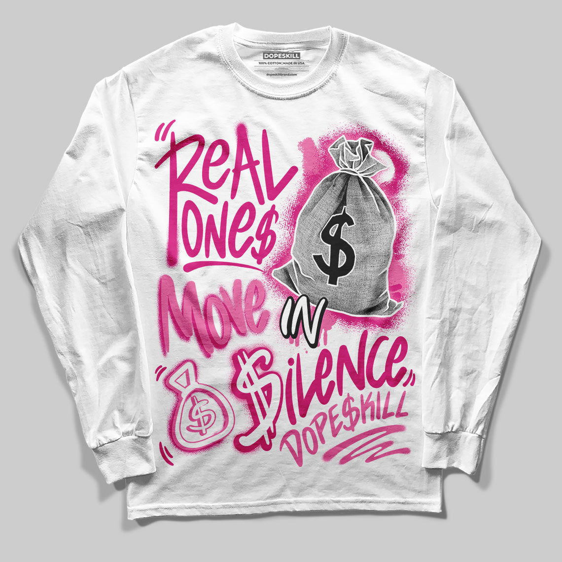 Rick RO Pink Leather Sneakers superstreetwear Long Sleeve T-Shirt Real Ones Move In Silence Graphic