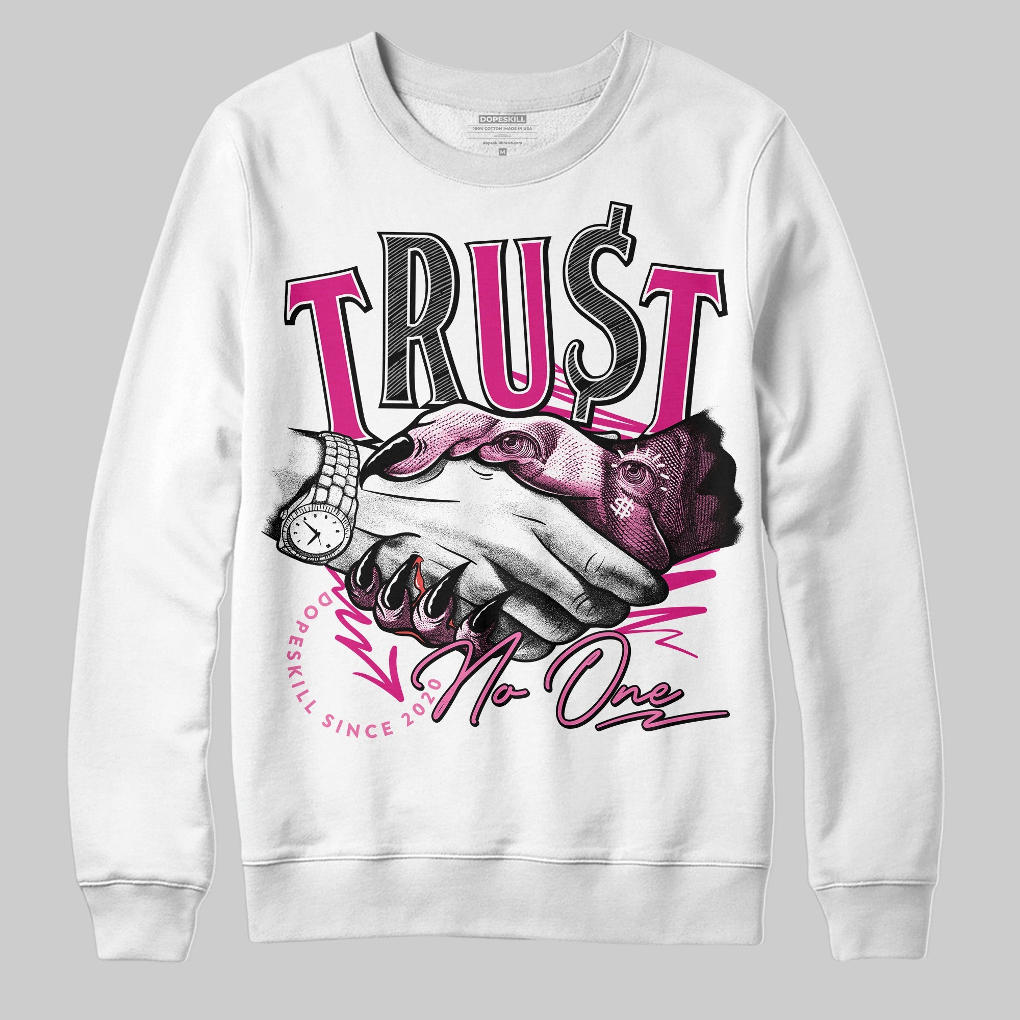 Rick RO Pink Leather Sneakers superstreetwear Sweatshirt Trust No One Graphic
