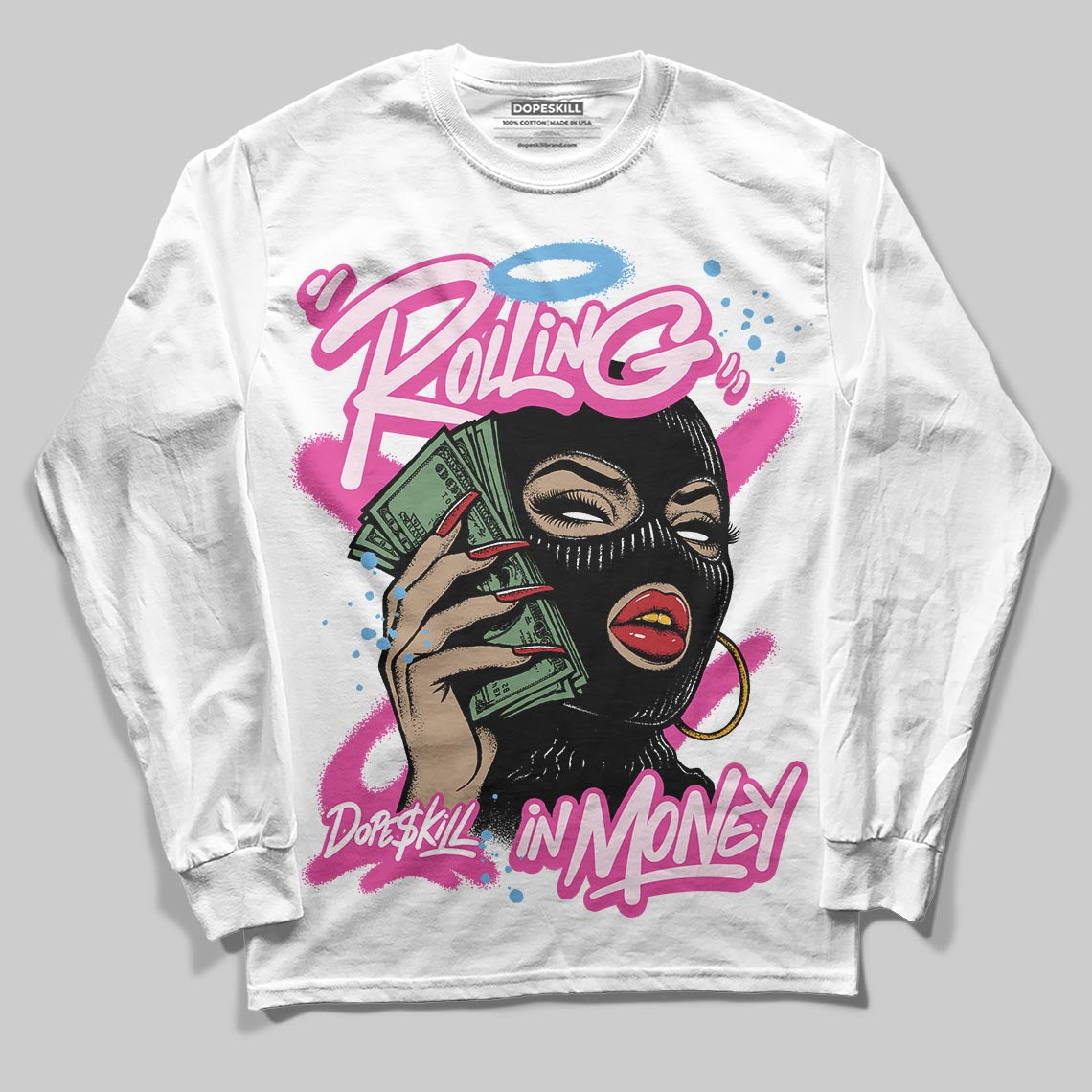 Triple Pink Dunk superstreetwear Long Sleeve T-Shirt Rolling in Money Graphic