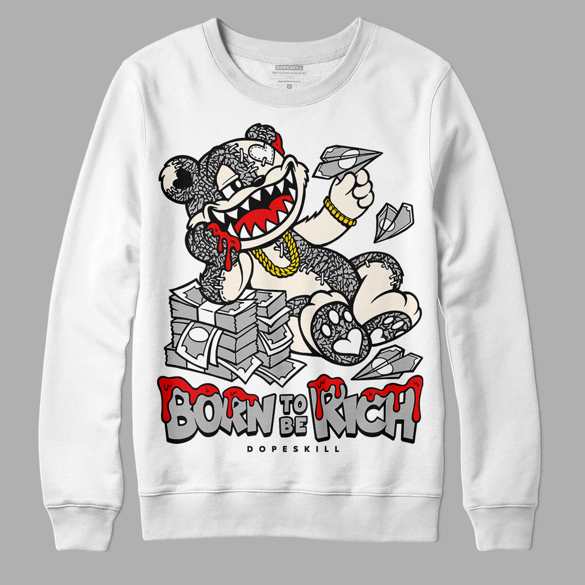 Off Noir 3s superstreetwear Sweatshirt Born To Be Rich Graphic