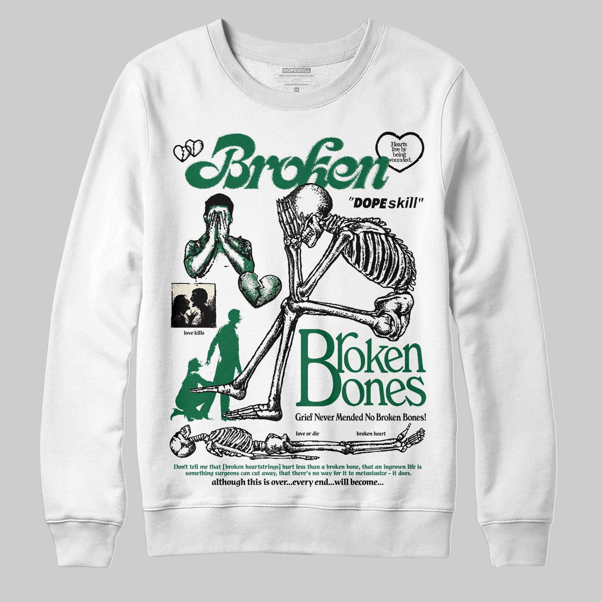 Pine Green 13s superstreetwear Sweatshirt Broken Bones Graphic