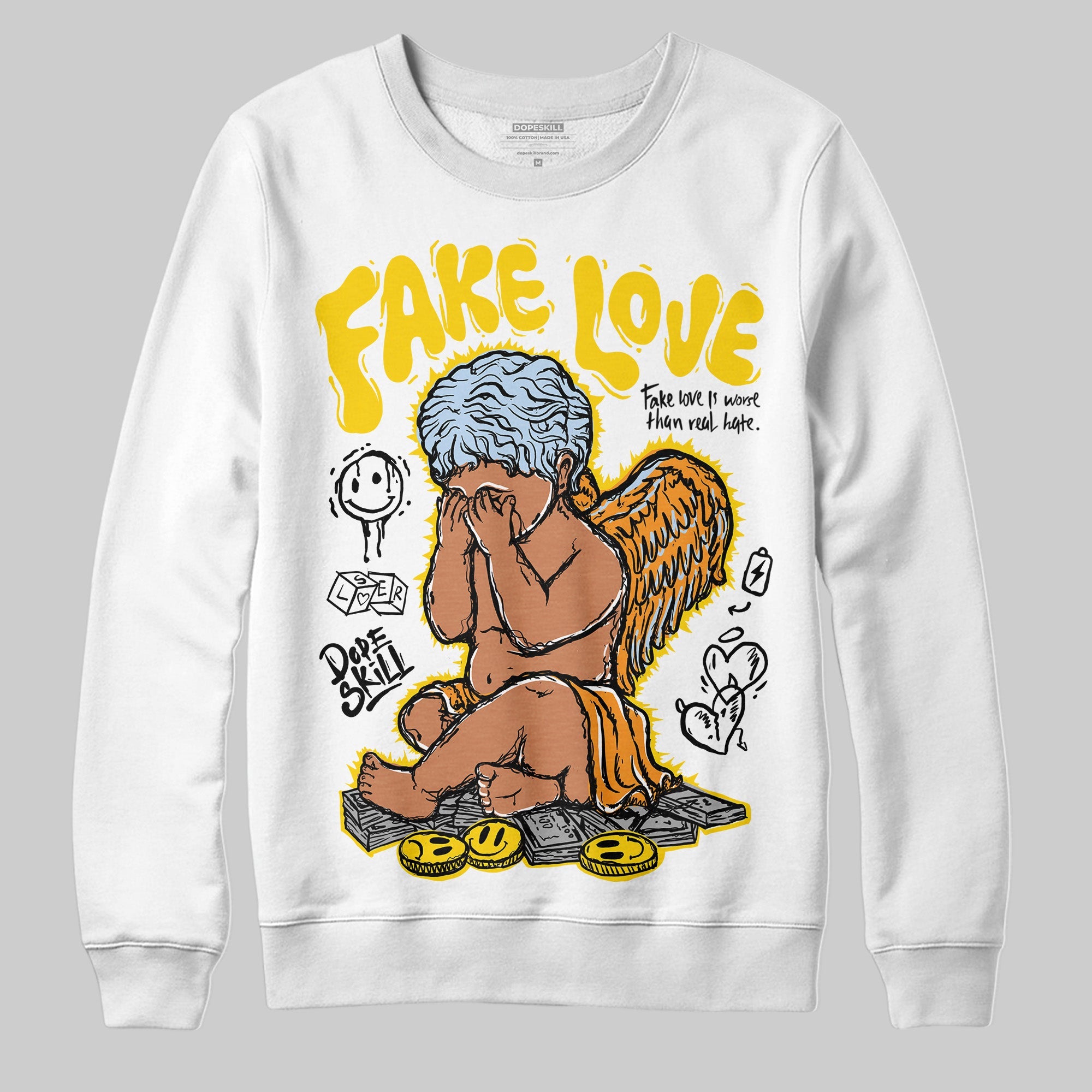 Yellow Ochre 6s superstreetwear Sweatshirt False Love Graphic