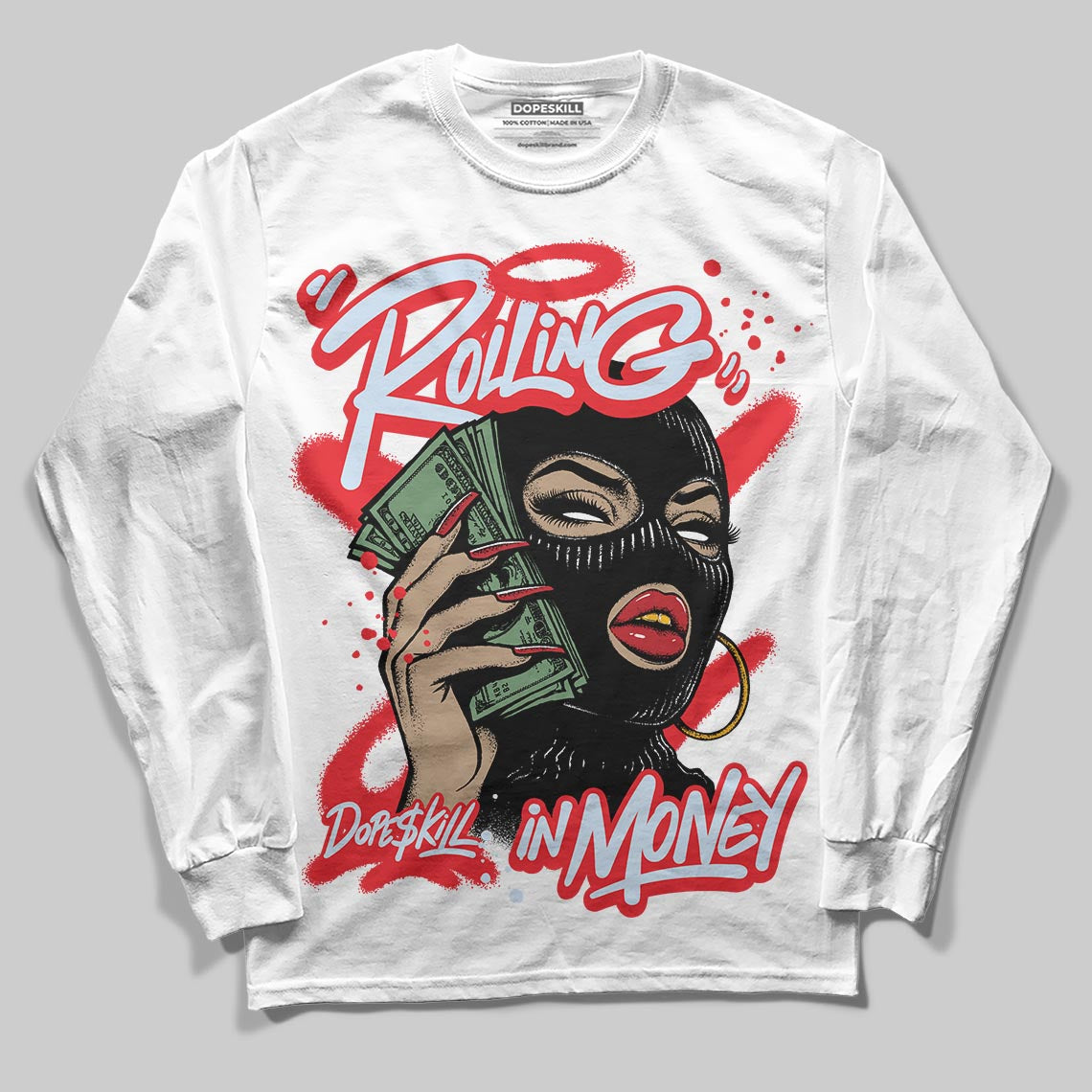 Cherry 11s superstreetwear Long Sleeve T-Shirt Rolling in Money Graphic