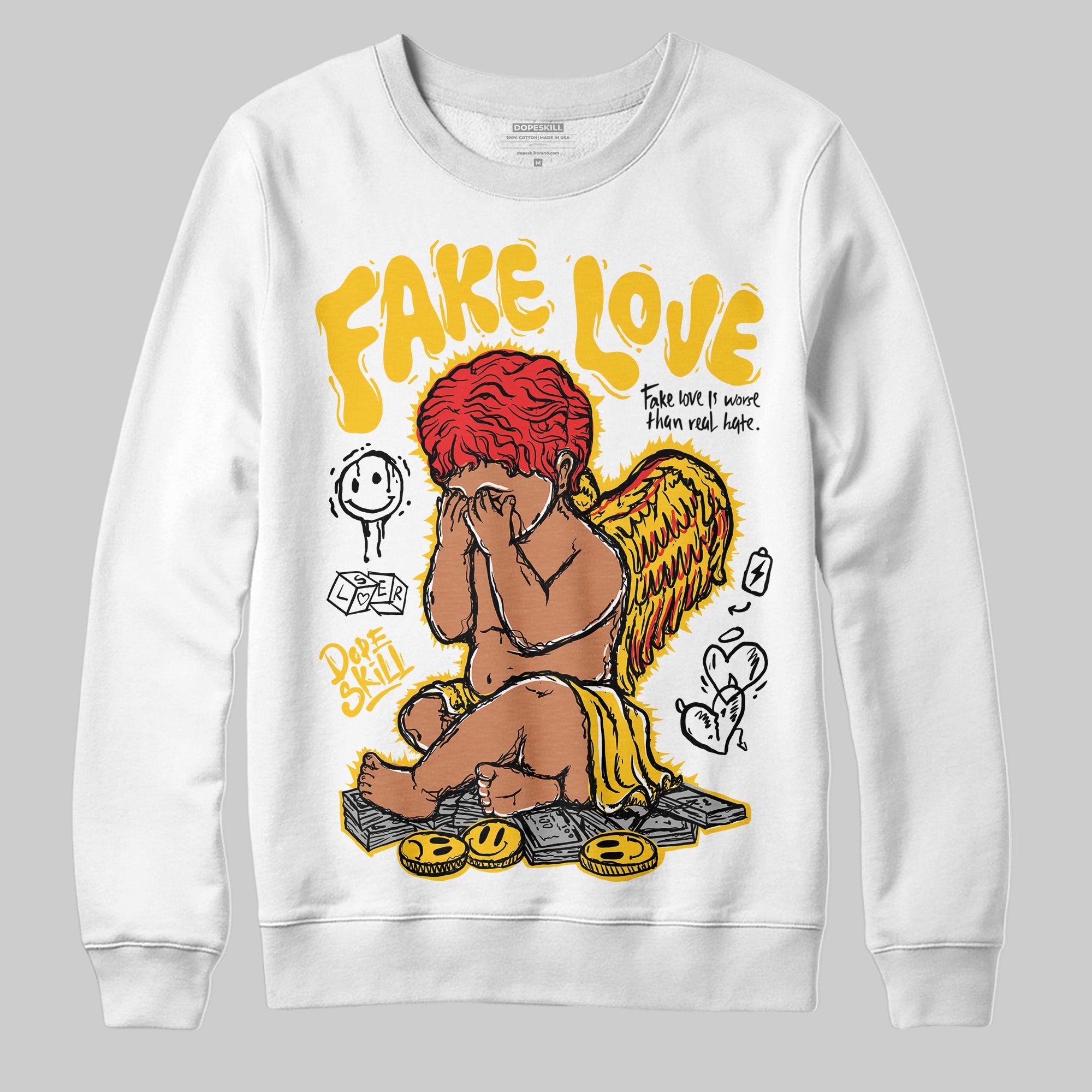 Yellow Collection superstreetwear Sweatshirt False Love Graphic