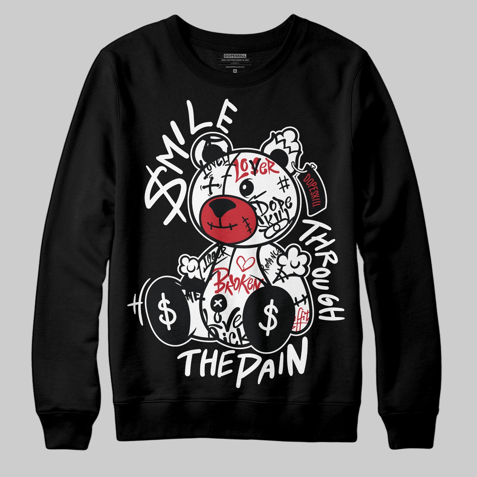 Bred Velvet 11s superstreetwear Sweatshirt Smile Through The Pain Graphic