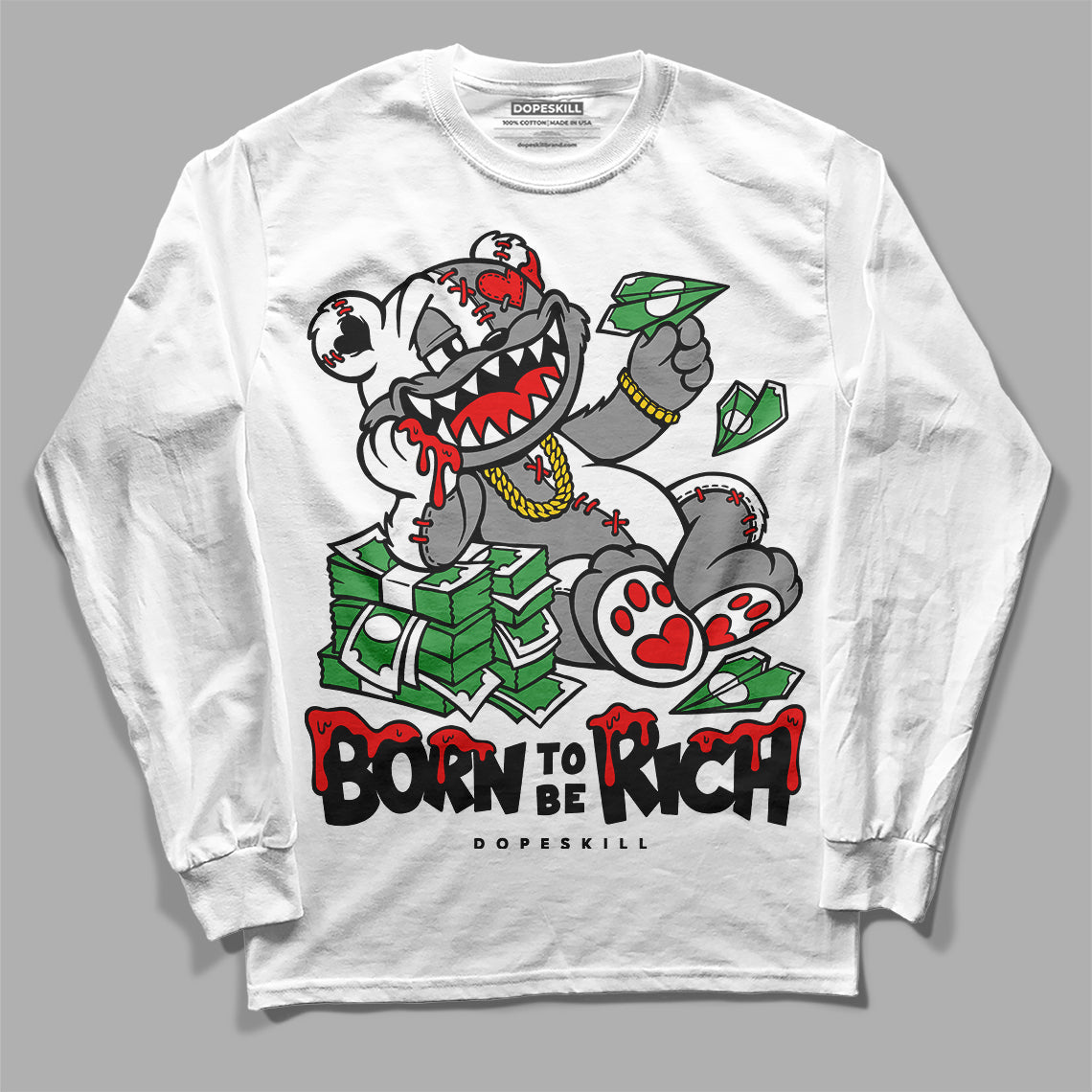 Dunk Panda White Black superstreetwear Long Sleeve T-Shirt Born To Be Rich Graphic