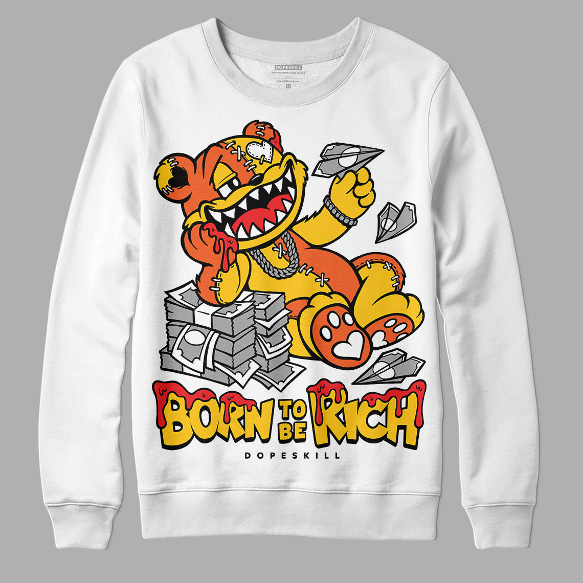 Yellow Collection superstreetwear Sweatshirt Born To Be Rich Graphic