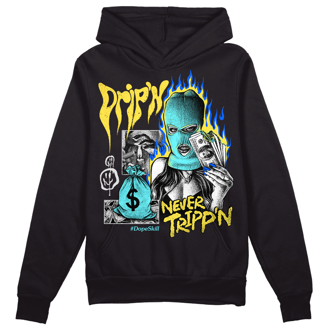 Aqua 5s superstreetwear Hoodie Sweatshirt Drip'n Never Tripp'n Graphic