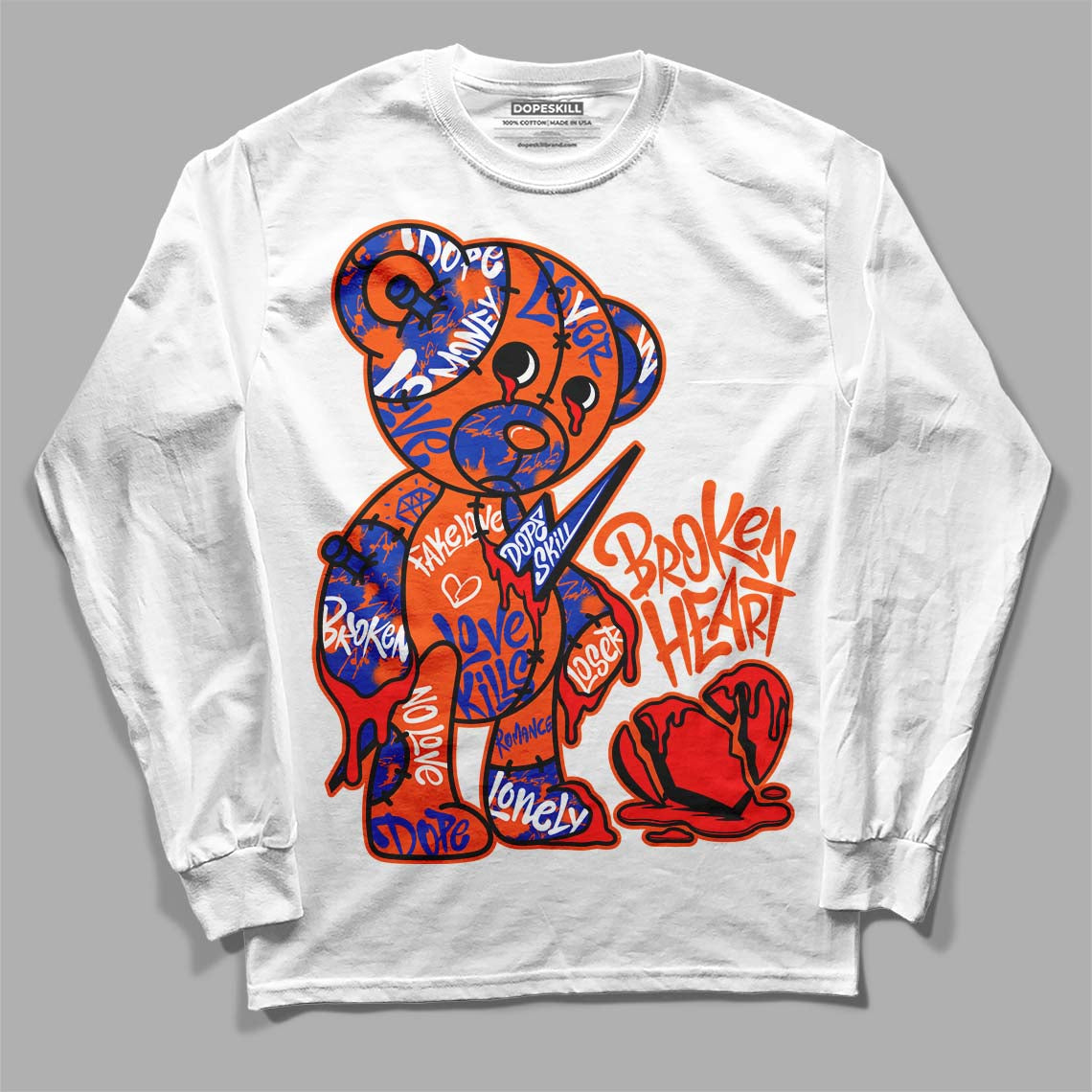 Dunk Low Futura Orange Blaze superstreetwear Long Sleeve T-Shirt Broken Heart Graphic