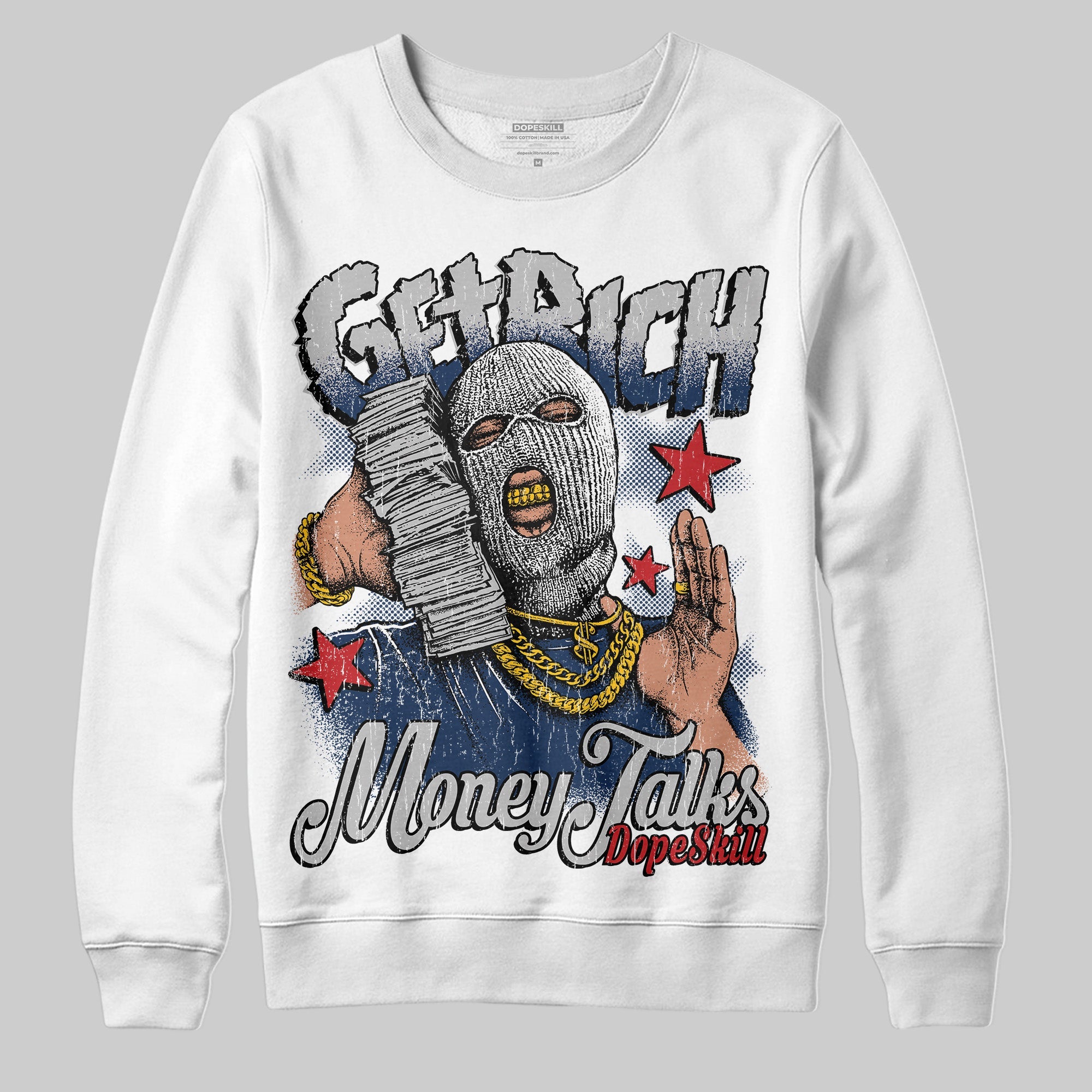 Summit White Navy 4s superstreetwear Sweatshirt Get Rich Graphic