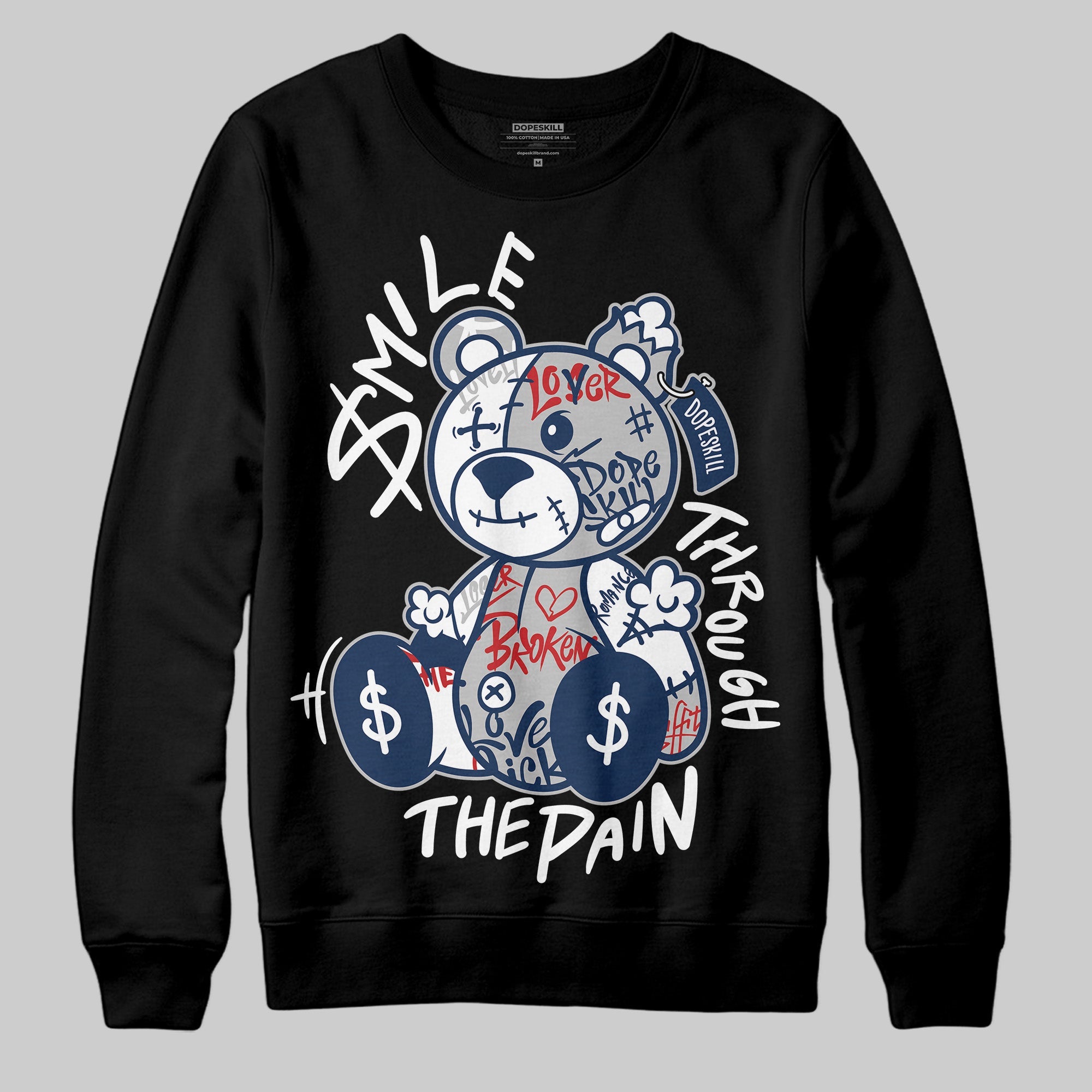 Summit White Navy 4s superstreetwear Sweatshirt Smile Through The Pain Graphic