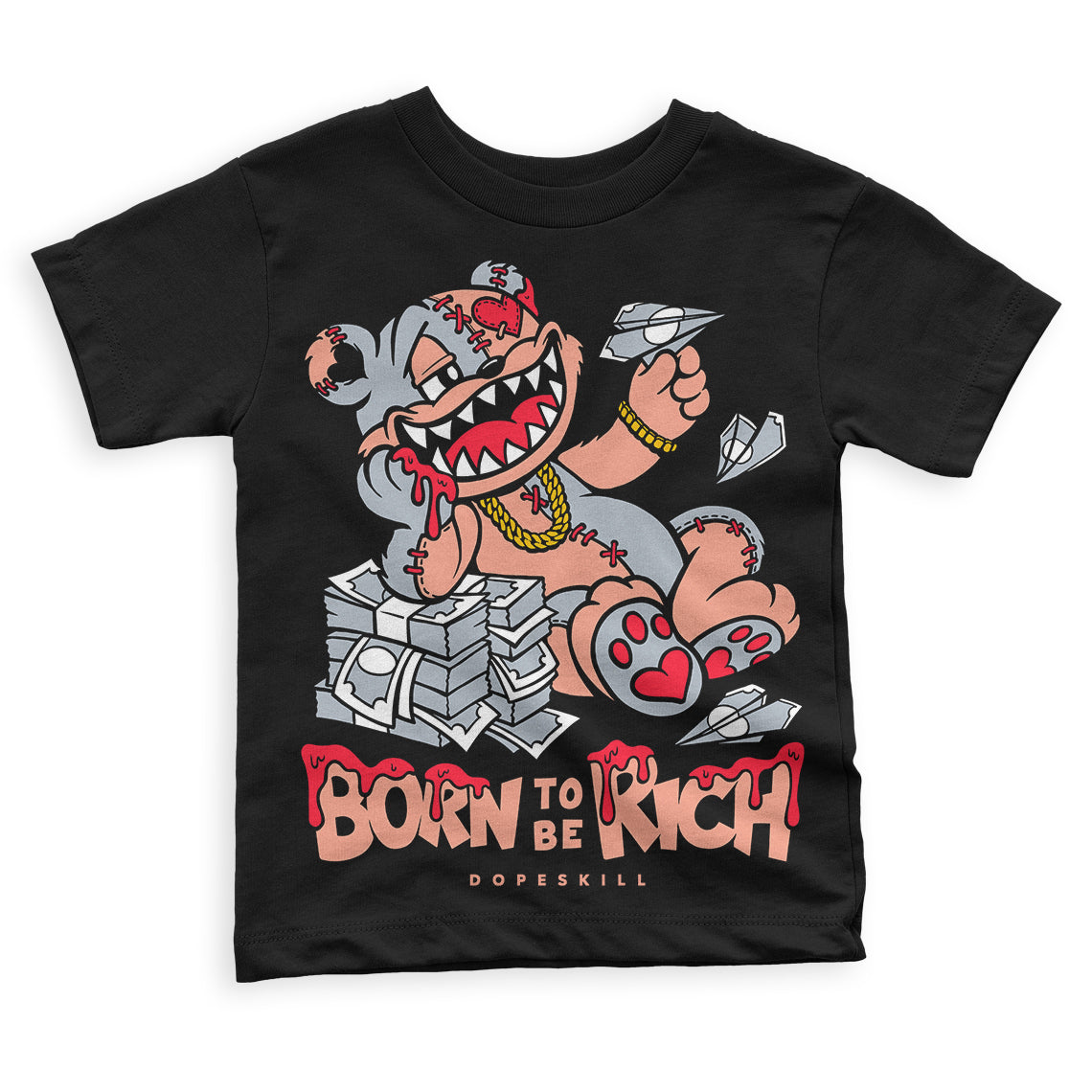 Crimson Bliss 5s superstreetwear Toddler Kids T-shirt Born To Be Rich Graphic