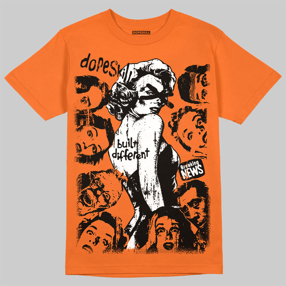 Orange Black White superstreetwear T-Shirt Built Different Graphic