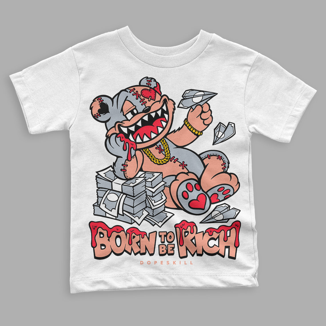 Crimson Bliss 5s superstreetwear Toddler Kids T-shirt Born To Be Rich Graphic