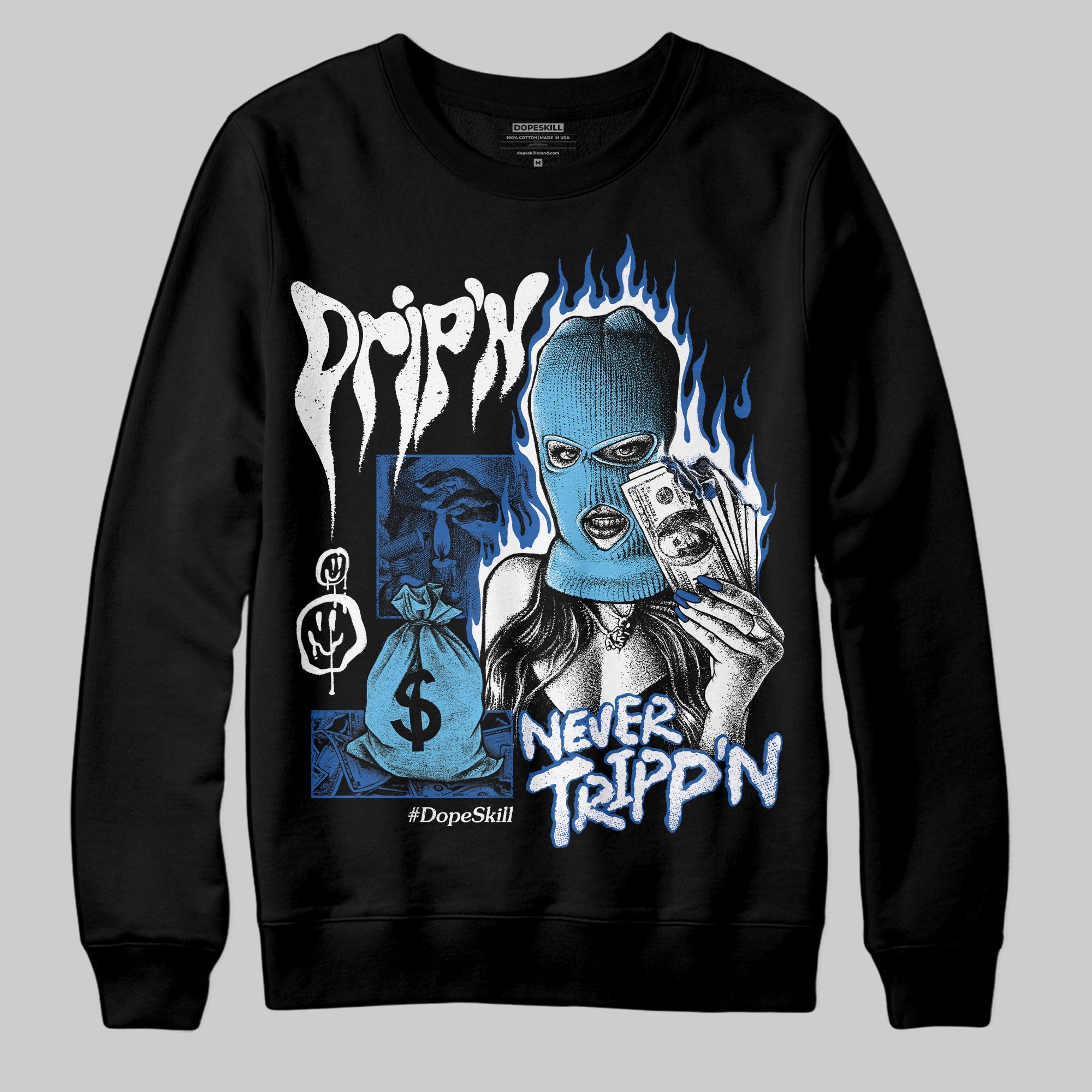 Blueberry 12s superstreetwear Sweatshirt Drip'n Never Tripp'n Graphic