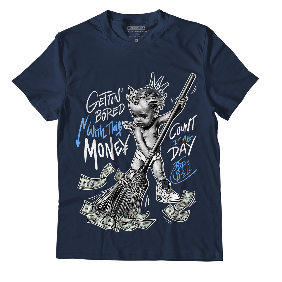 AJ 6 Midnight Navy superstreetwear T-shirt Gettin Bored With This Money Graphic