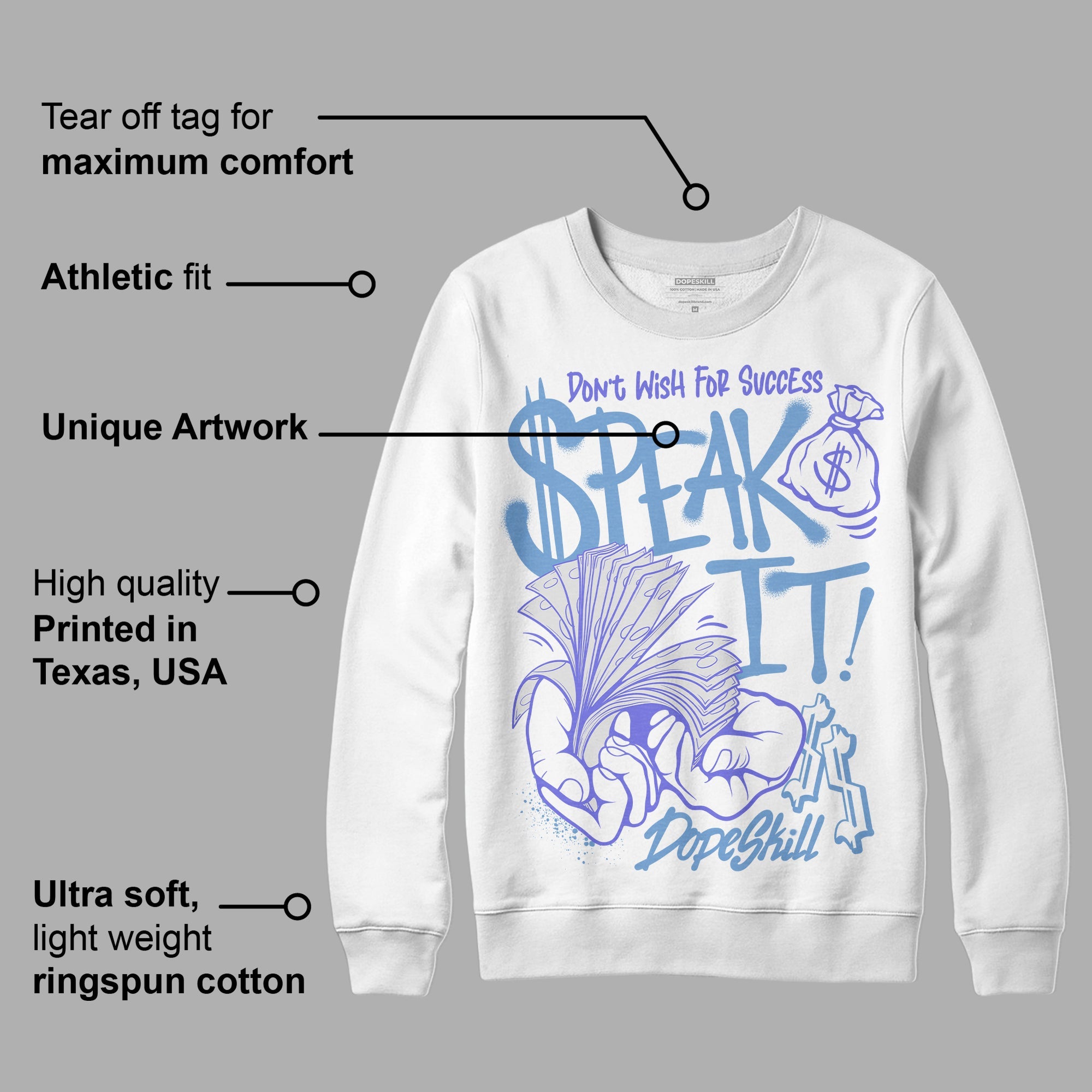 University Blue Collection superstreetwear Sweatshirt Speak It Graphic