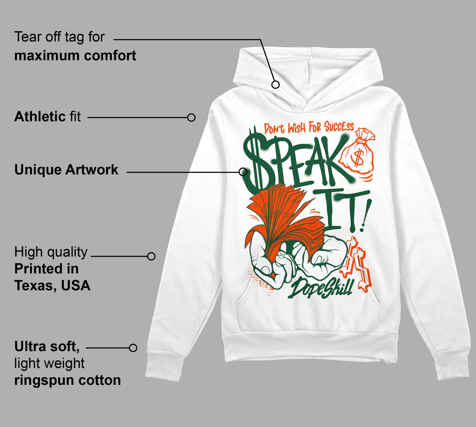Dunk Team Dark Green Orange superstreetwear Hoodie Sweatshirt Speak It Graphic