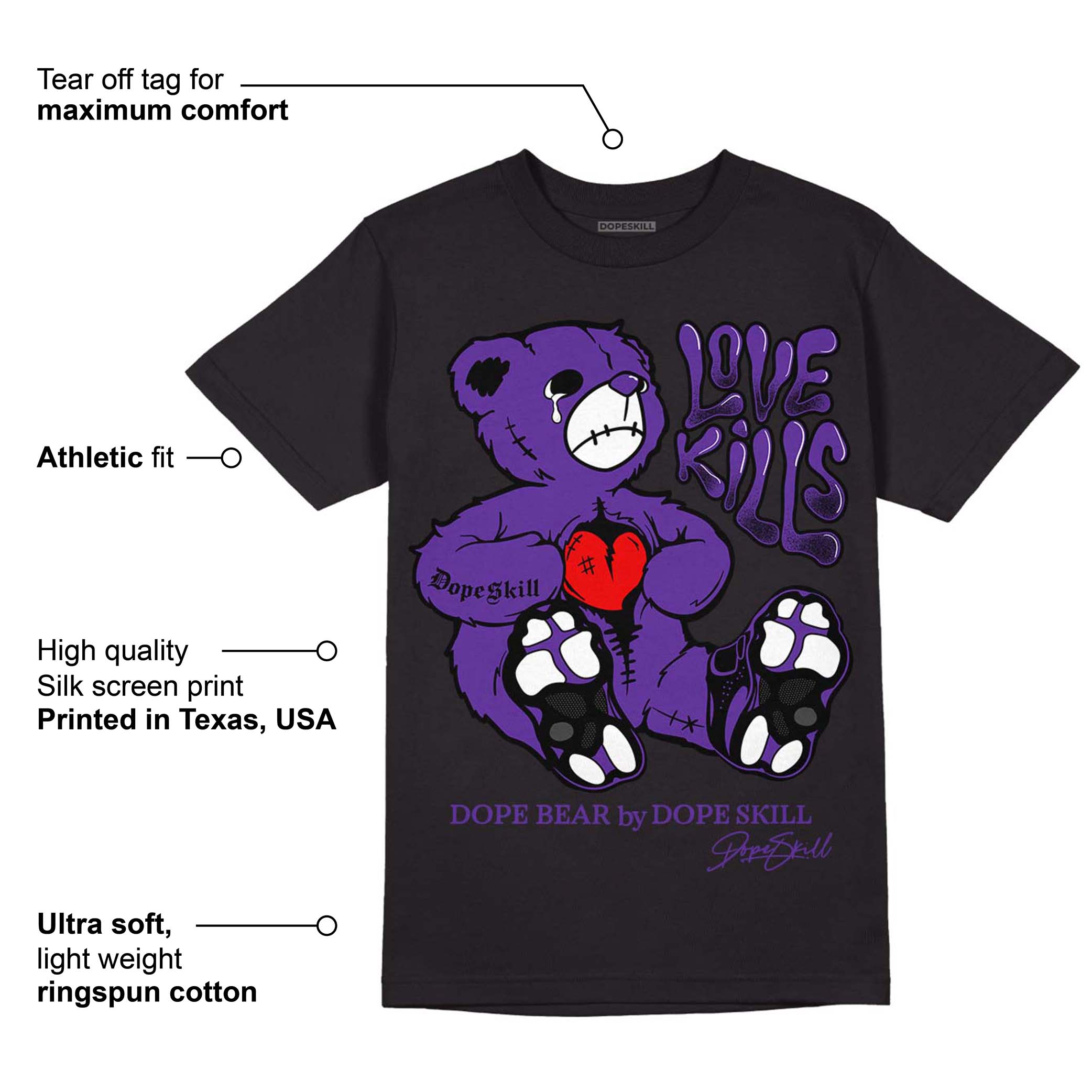 Court Purple 13s superstreetwear T-Shirt Love Kills Graphic