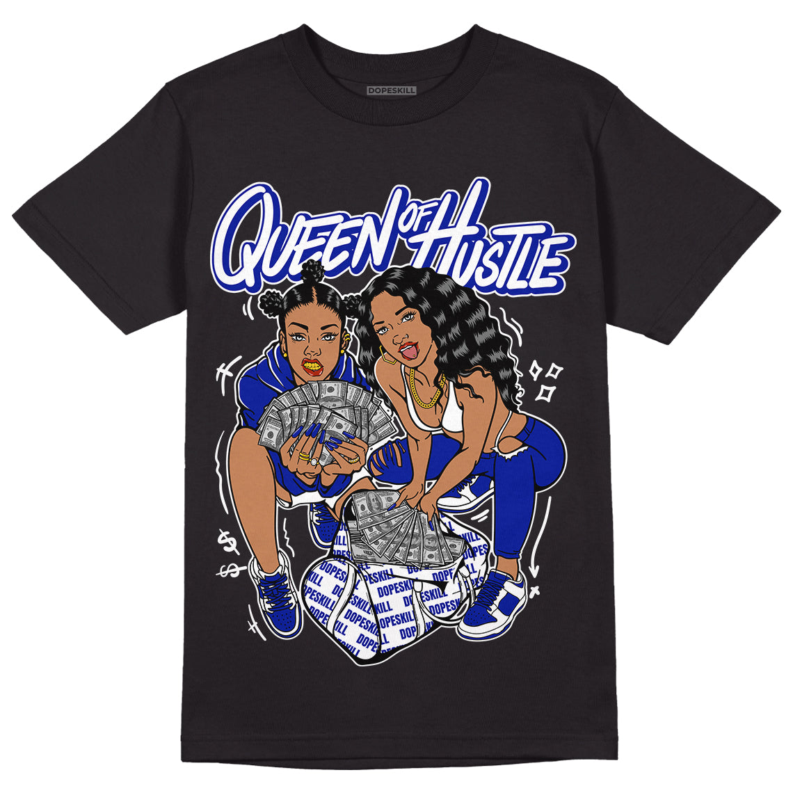 Racer Blue White Dunk Low superstreetwear T-Shirt Queen Of Hustle Graphic