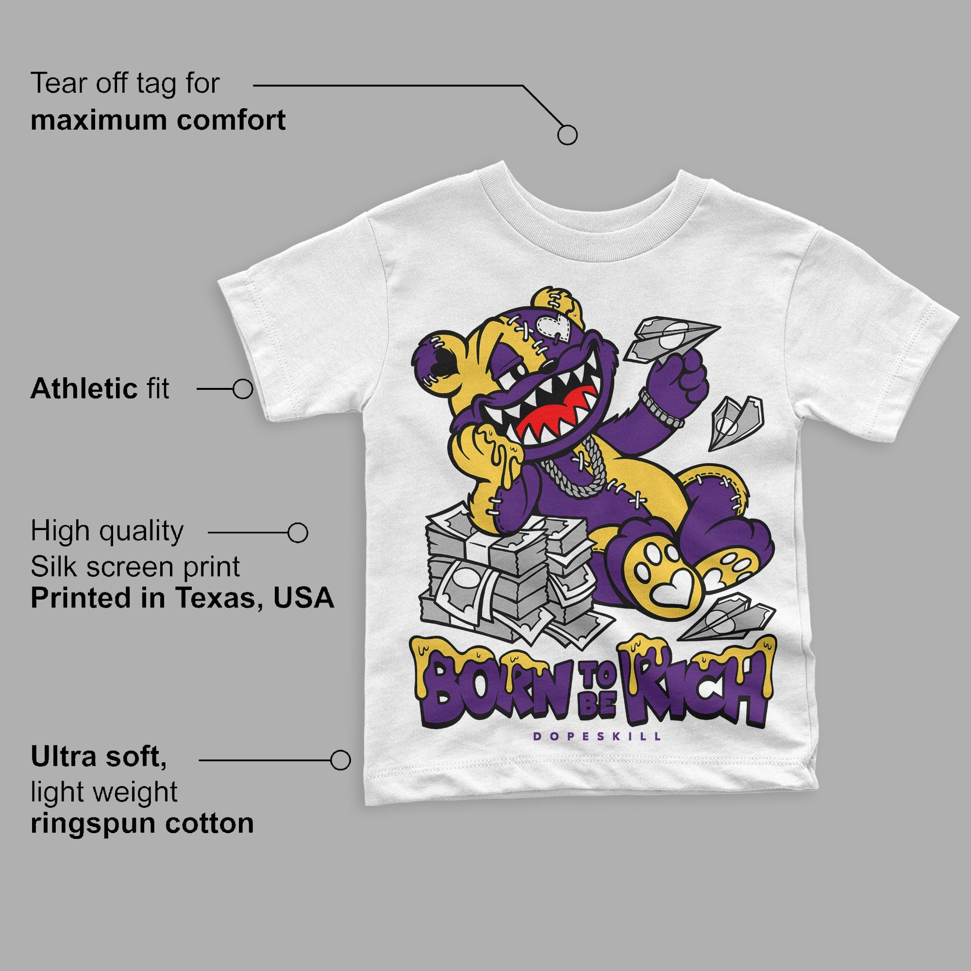 Field Purple 12s superstreetwear Toddler Kids T-shirt Born To Be Rich Graphic