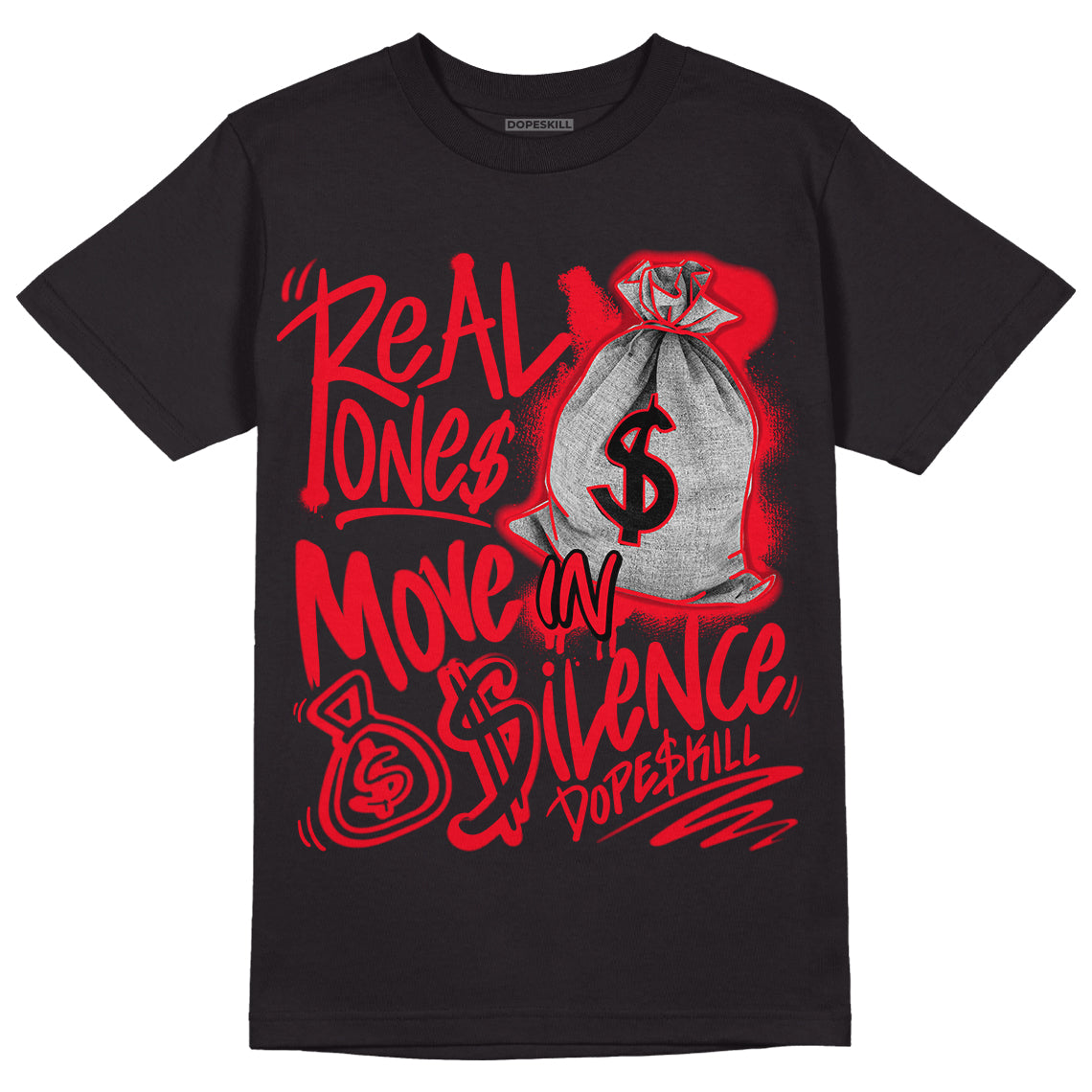 AJ 4 Red Thunder superstreetwear T-shirt Real Ones Move In Silence Graphic