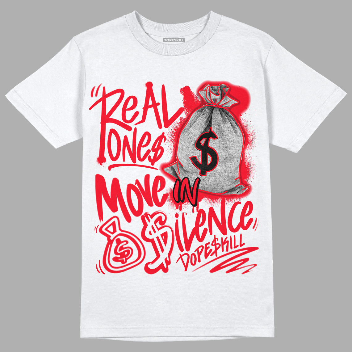 AJ 4 Red Thunder superstreetwear T-shirt Real Ones Move In Silence Graphic
